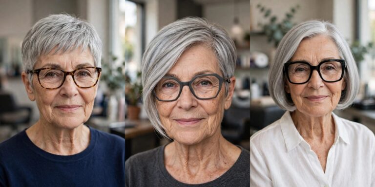 Short Gray Haircuts for Women Over 60 Who Wear Glasses