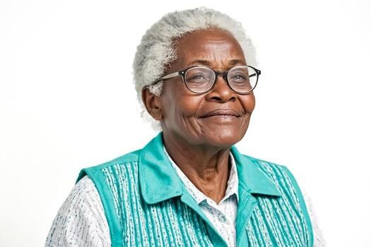 The Neat White Crop With Glasses — short gray natural haircut on a Black woman over 70