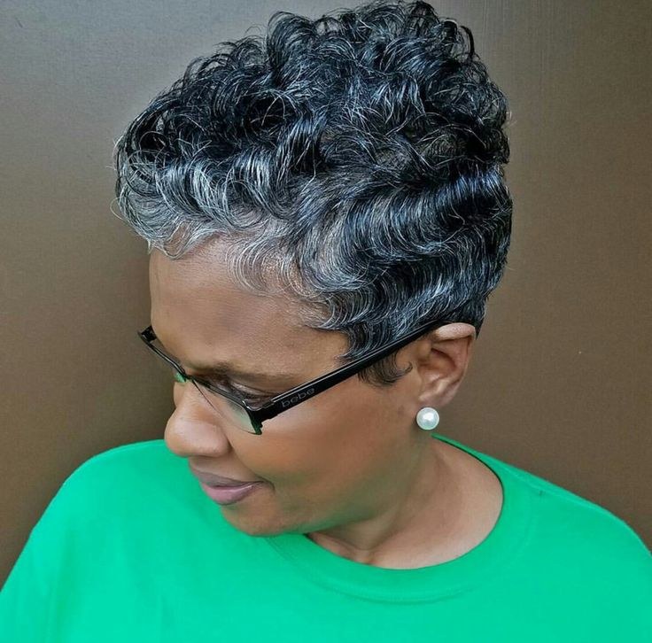 Gray Waves With Glasses, Salon Fresh — short gray natural haircut on a Black woman over 70