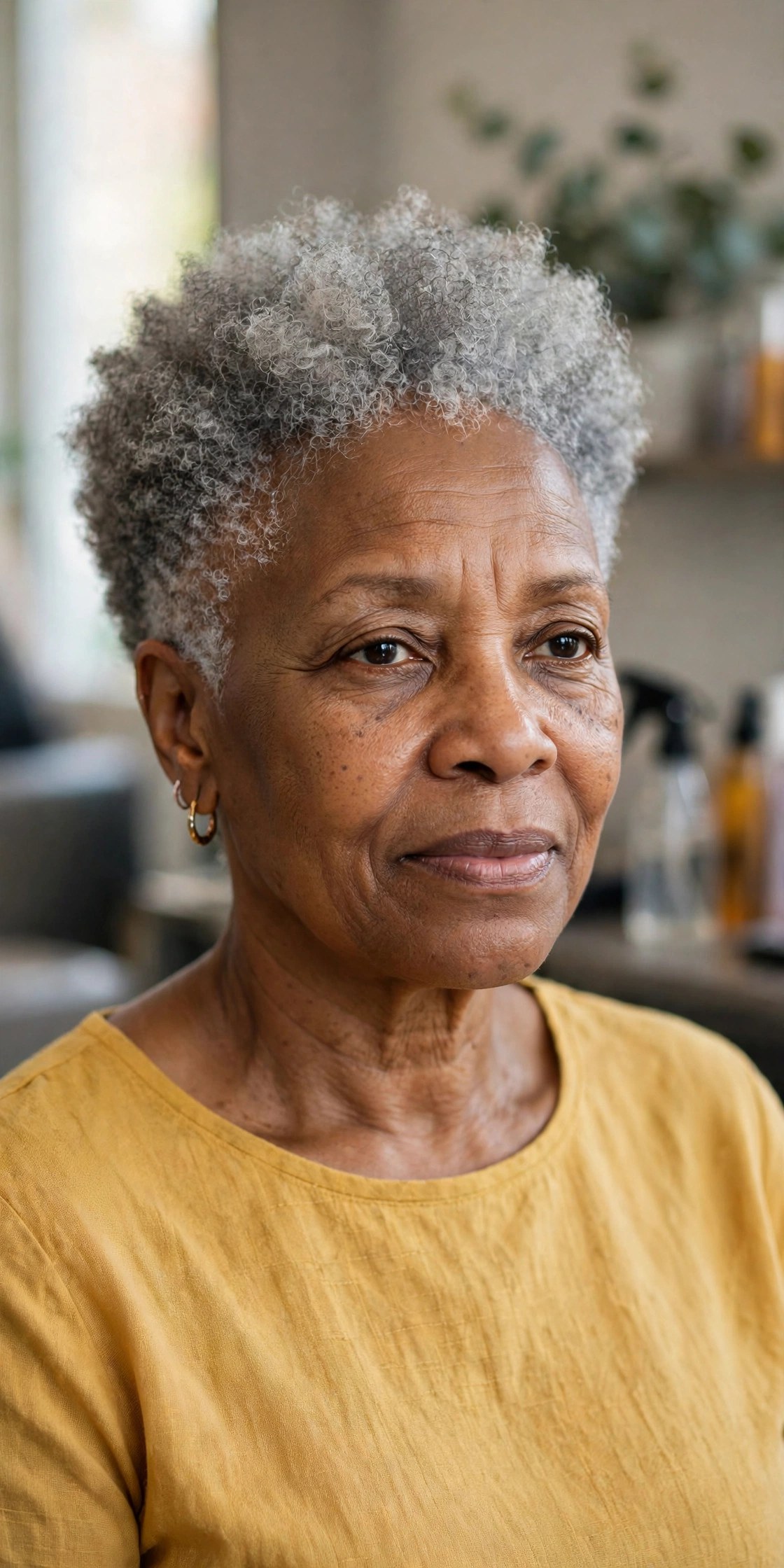 Gray Tapered Afro - short gray haircut for Black woman over 50