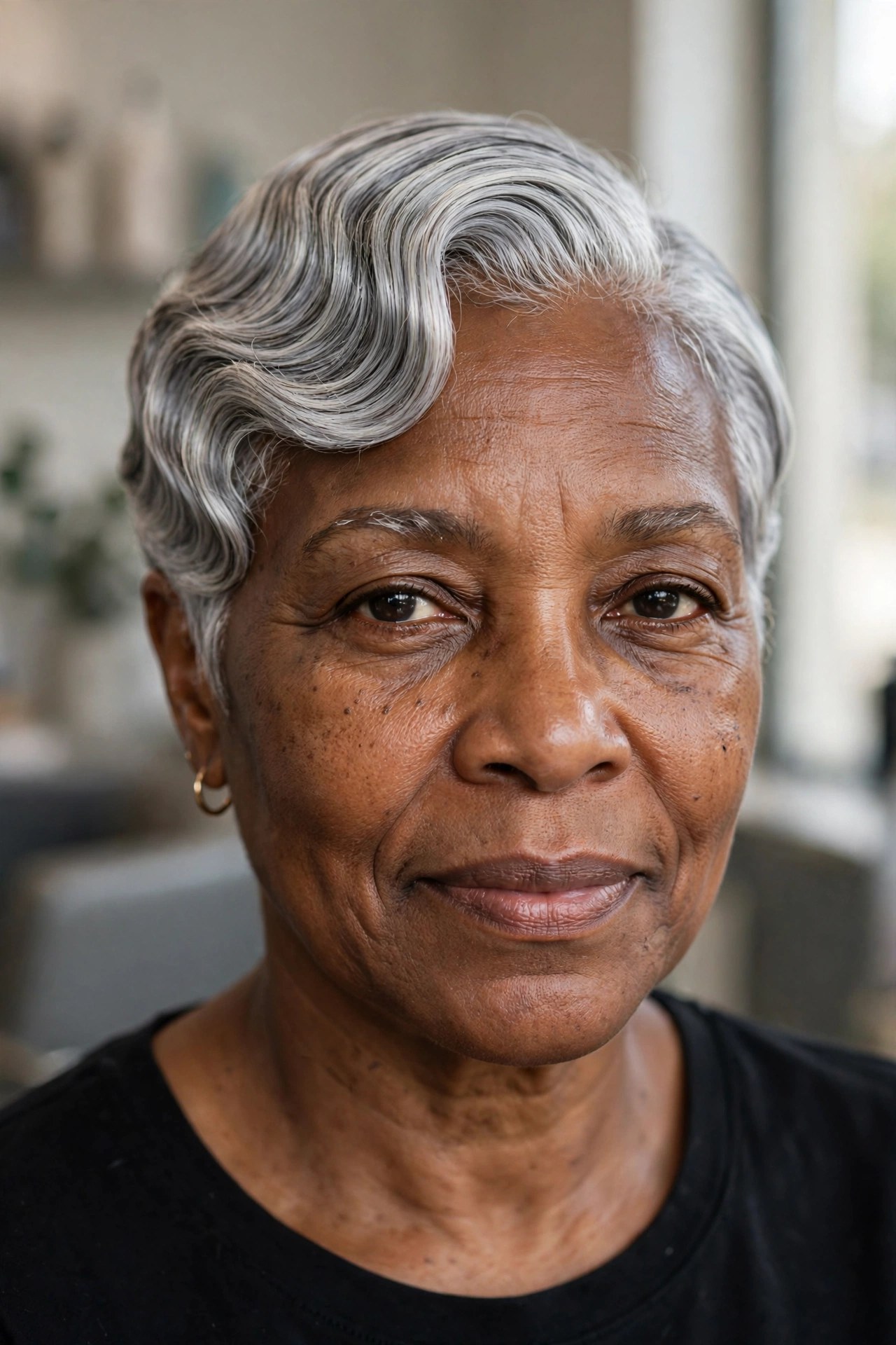 Silver Finger Waves - short gray haircut for Black woman over 50