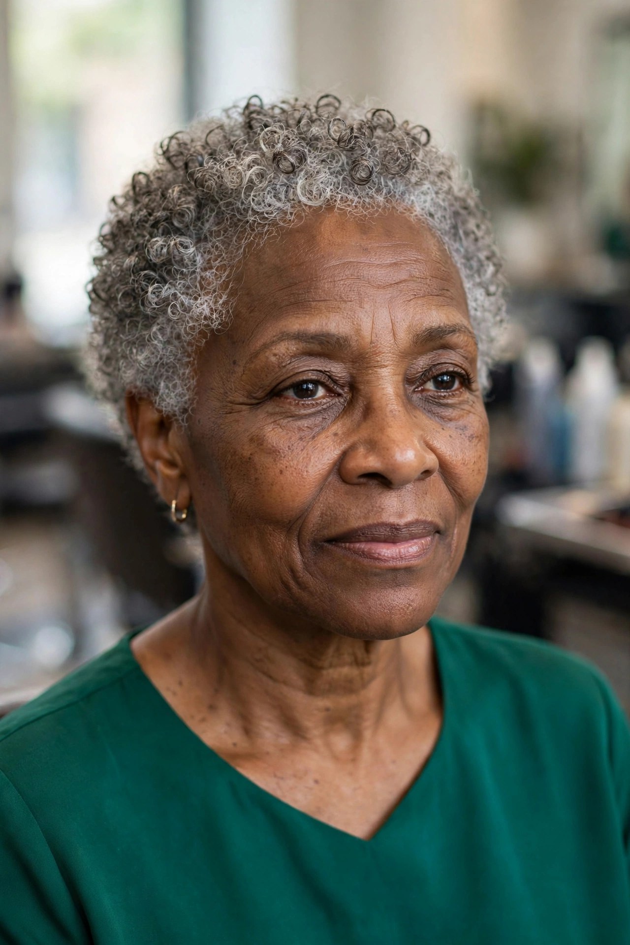 Curly Gray Crop - short gray haircut for Black woman over 50
