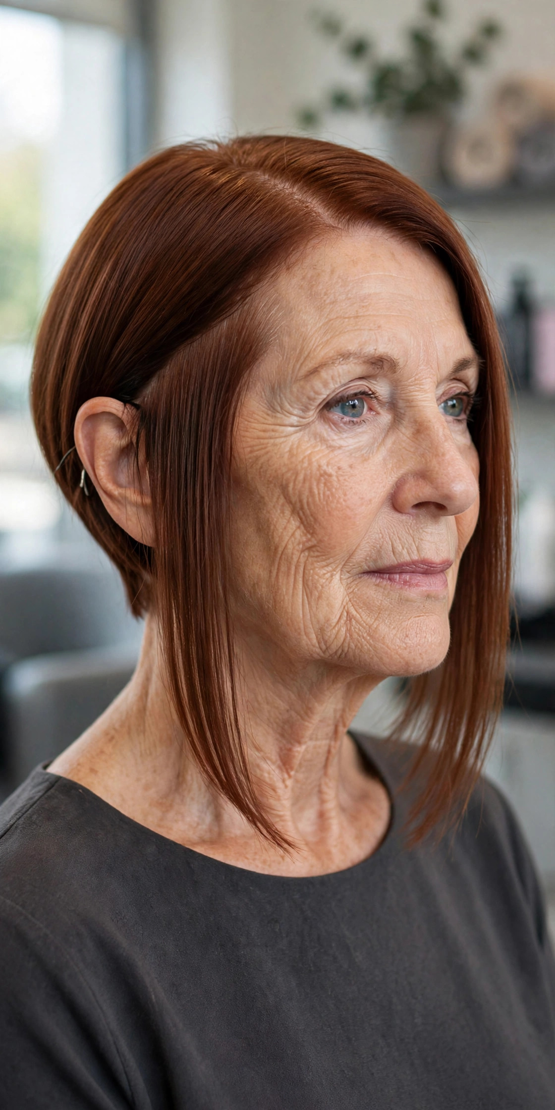 Asymmetrical Bob with a Tucked Side on a woman over 50 - short hairstyle idea 10