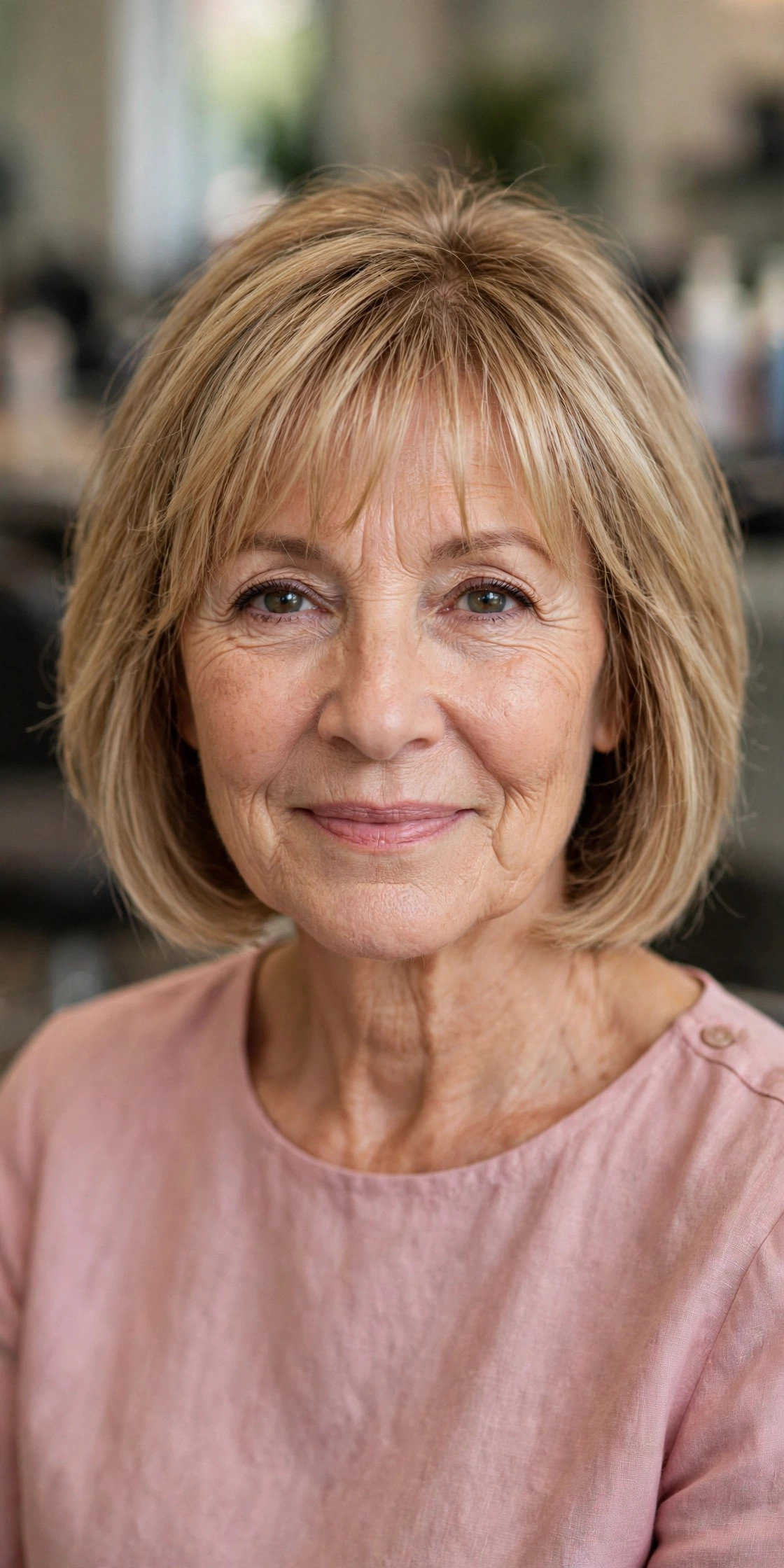 Bob with Wispy Bangs on a woman over 50 - short hairstyle idea 12