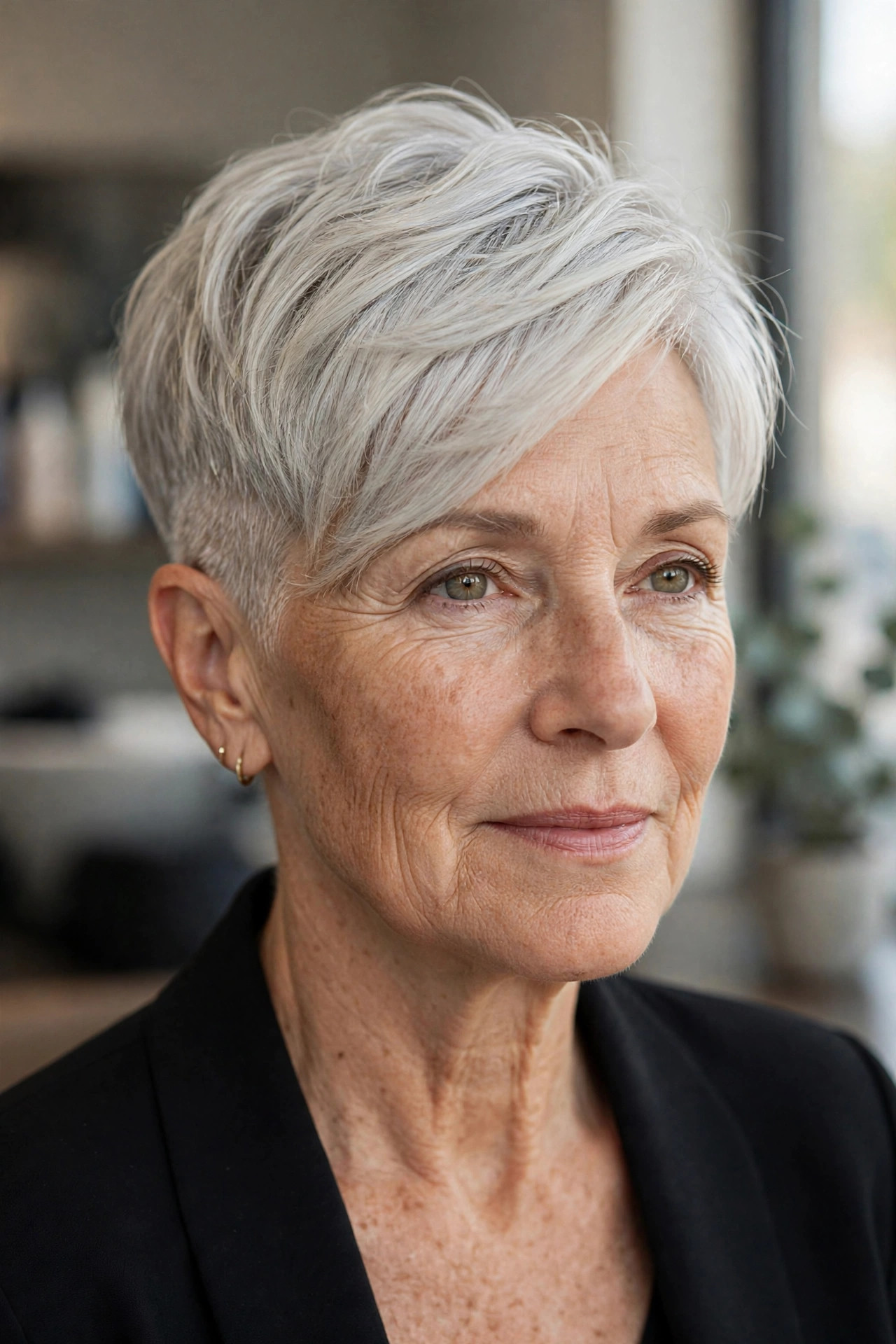 Undercut Pixie with a Soft Top on a woman over 50 - short hairstyle idea 19