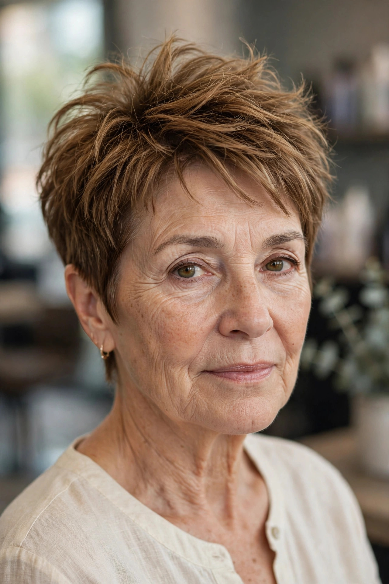 Textured Pixie with Crown Volume on a woman over 50 - short hairstyle idea 2
