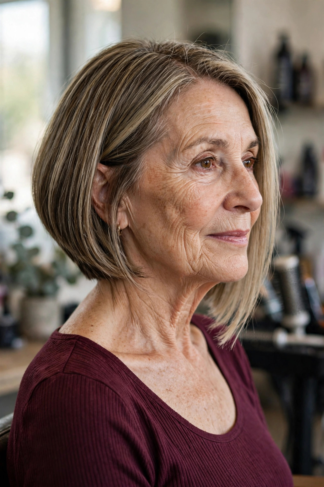A-Line Bob, Longer in Front on a woman over 50 - short hairstyle idea 25
