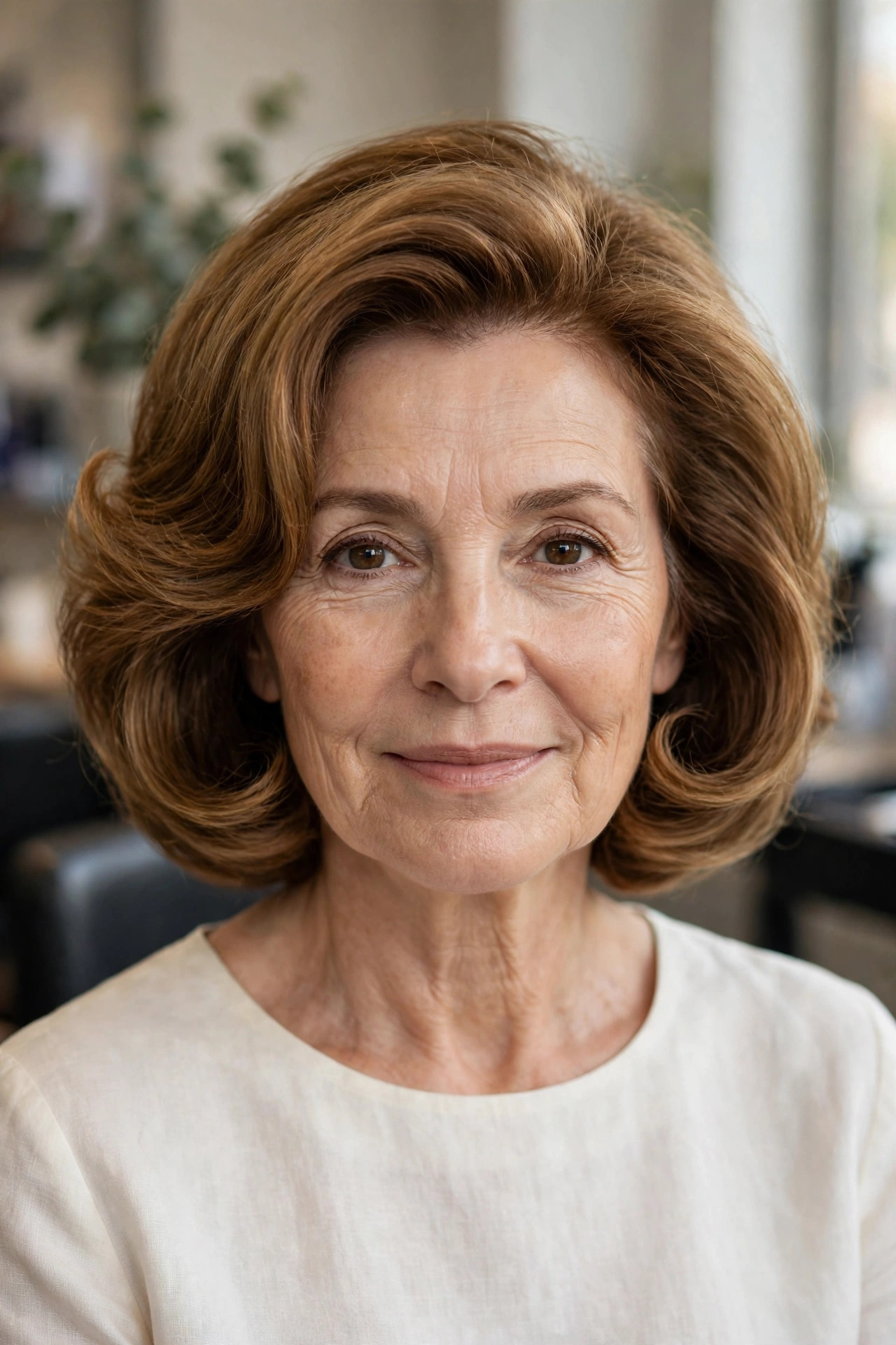 Voluminous Blowout Bob on a woman over 50 - short hairstyle idea 28