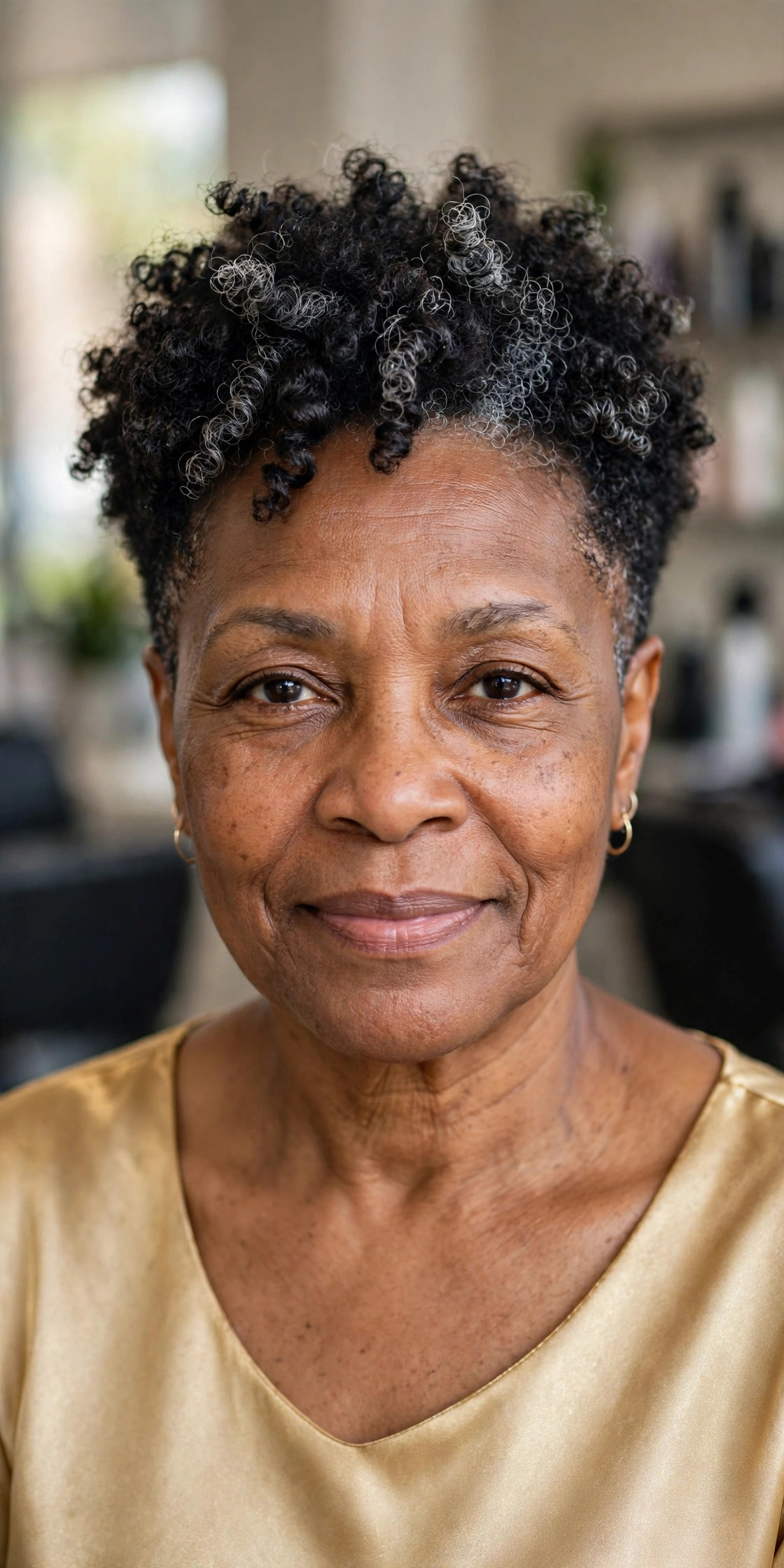 Tapered Natural Curl Crop on a woman over 50 - short hairstyle idea 29