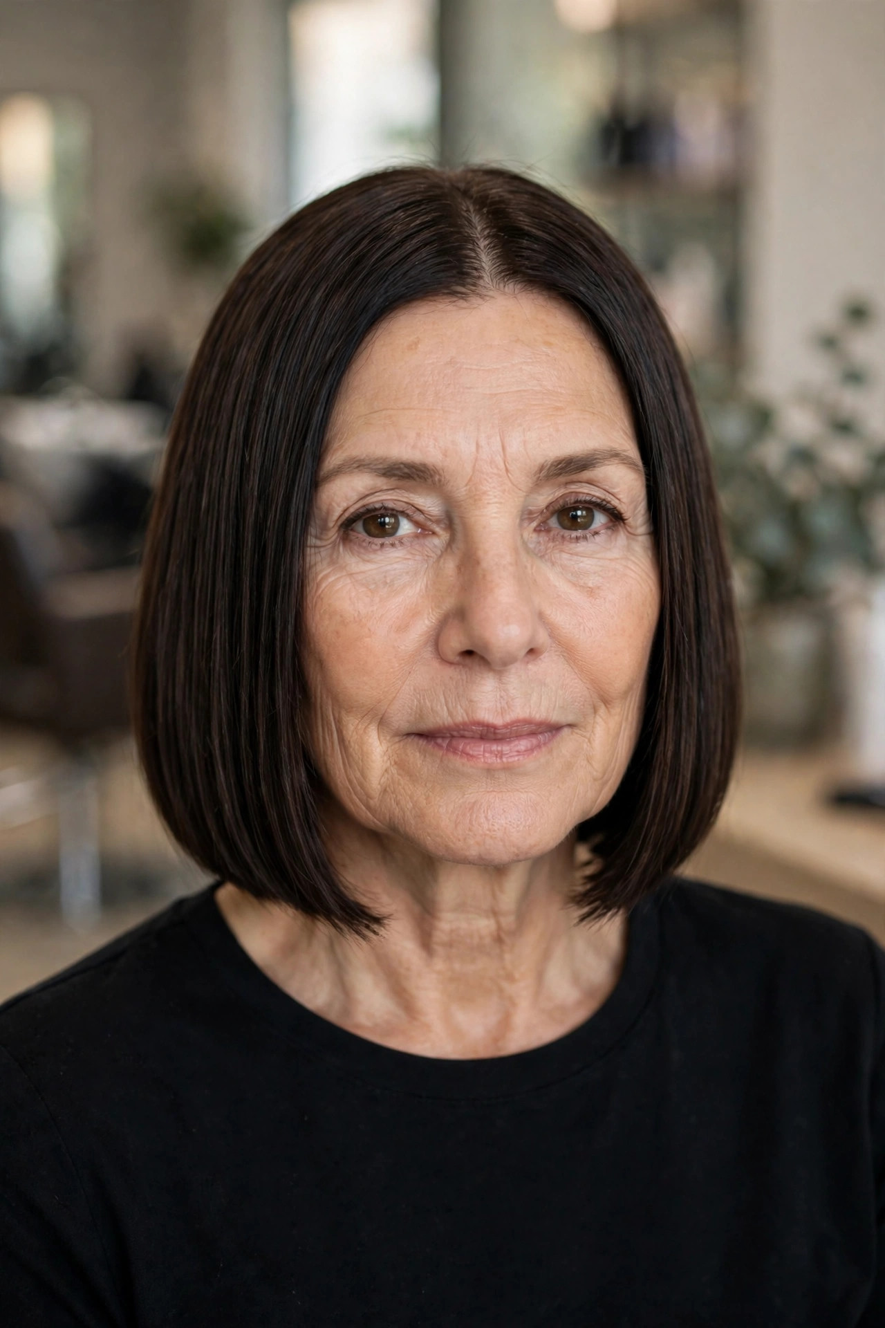 Chin-Length Blunt Bob on a woman over 50 - short hairstyle idea 3