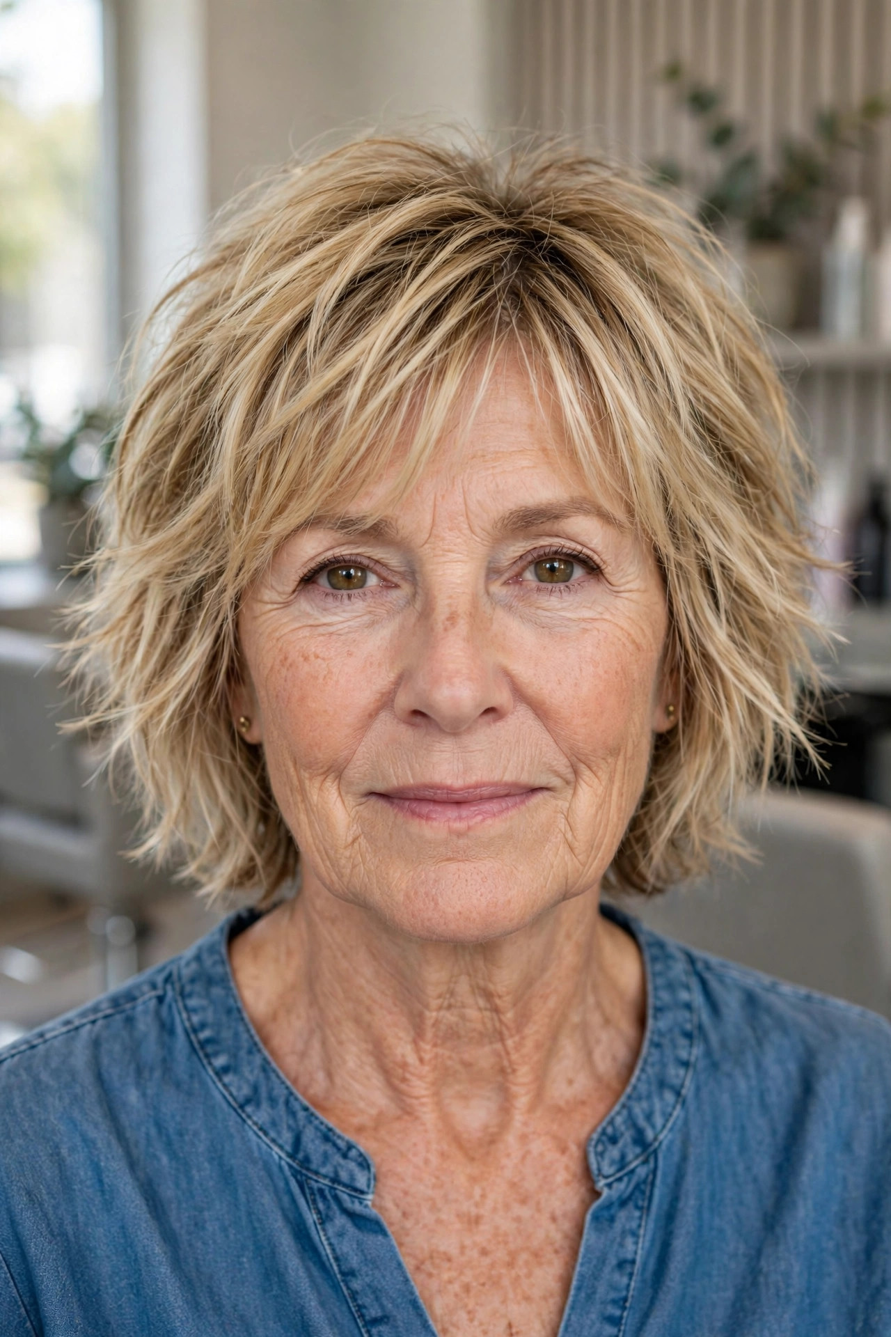 Shaggy Bob with Choppy Ends on a woman over 50 - short hairstyle idea 37