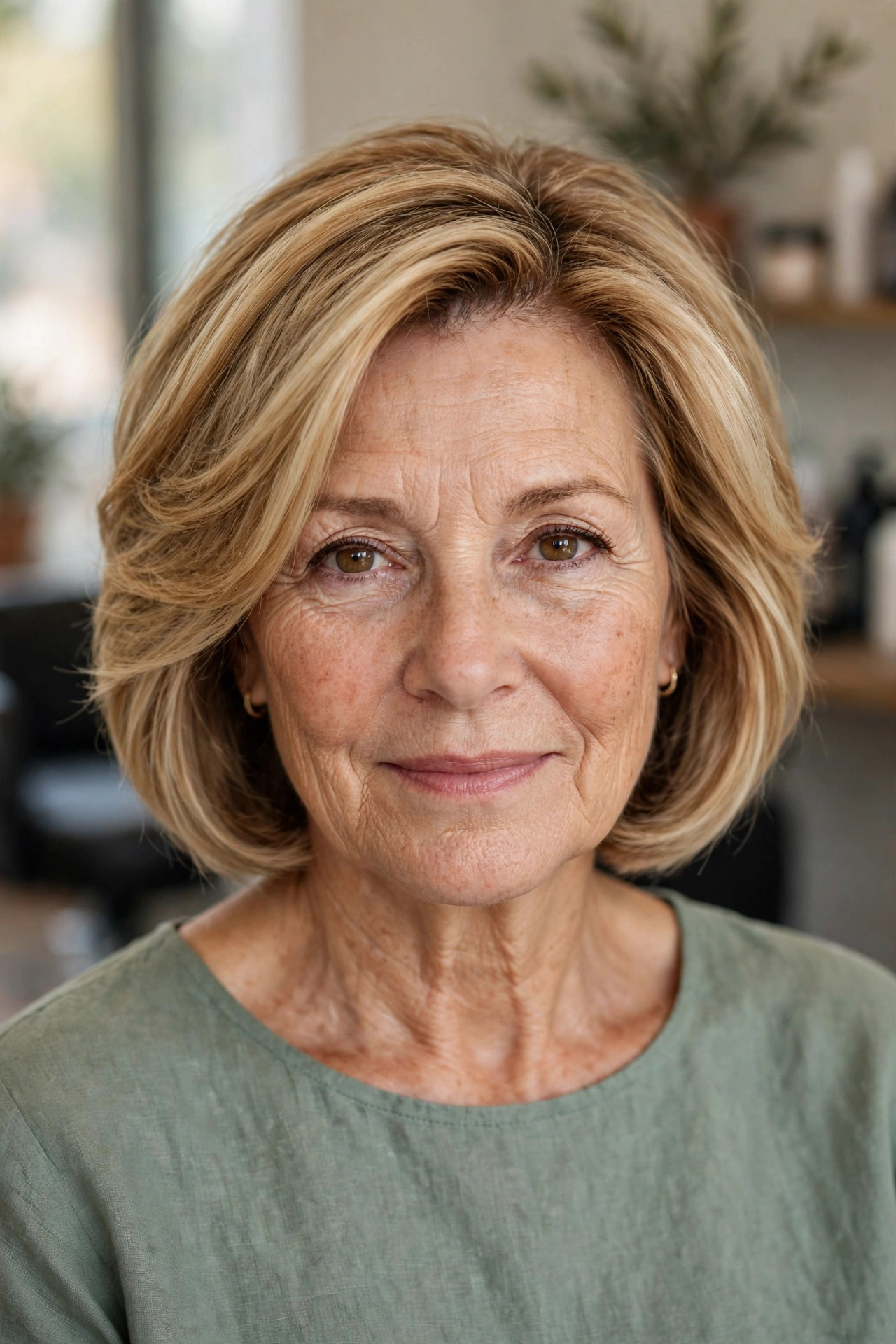 Layered Bob with a Deep Side Part on a woman over 50 - short hairstyle idea 4