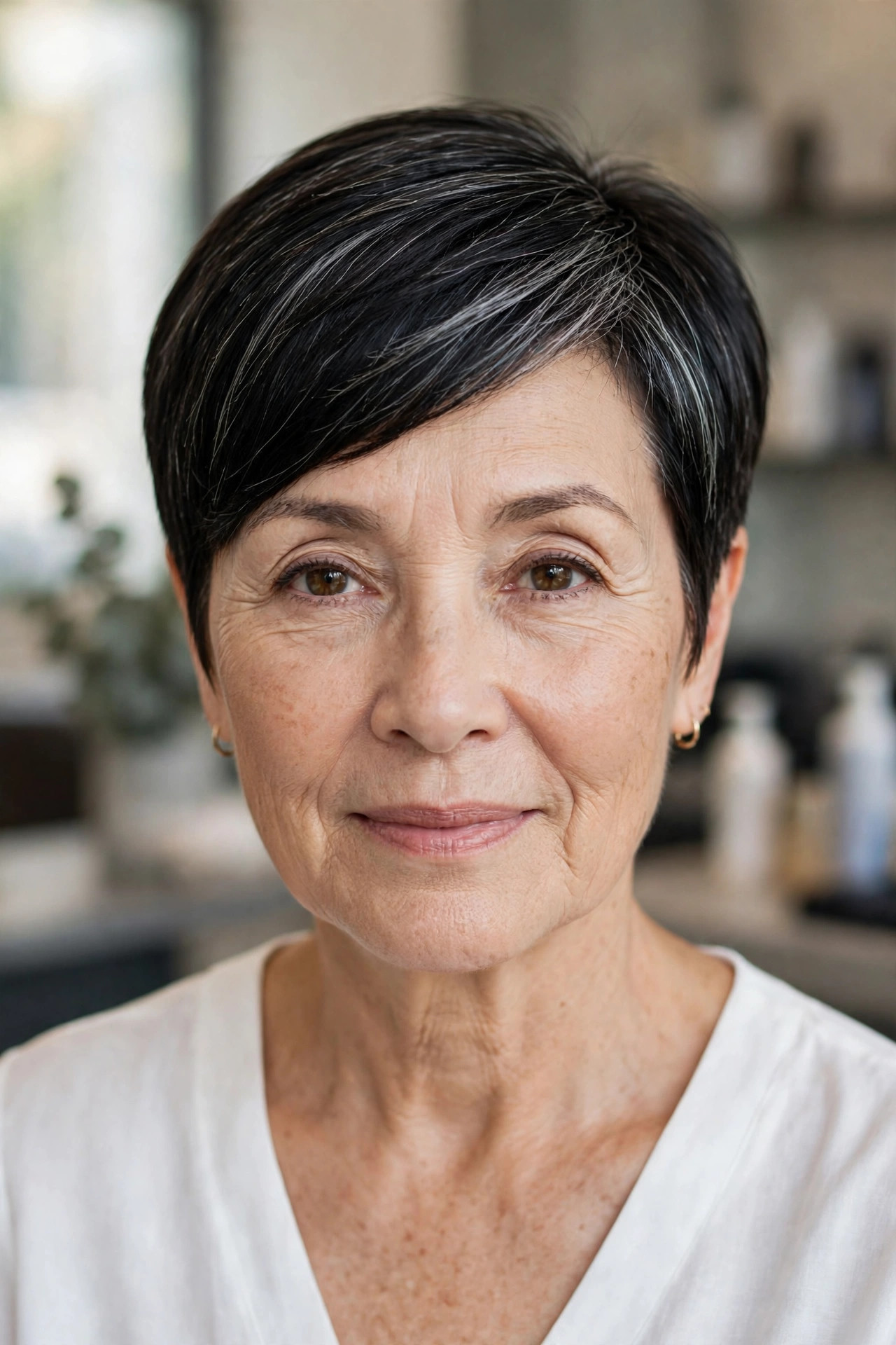 Sleek Tapered Pixie on a woman over 50 - short hairstyle idea 8