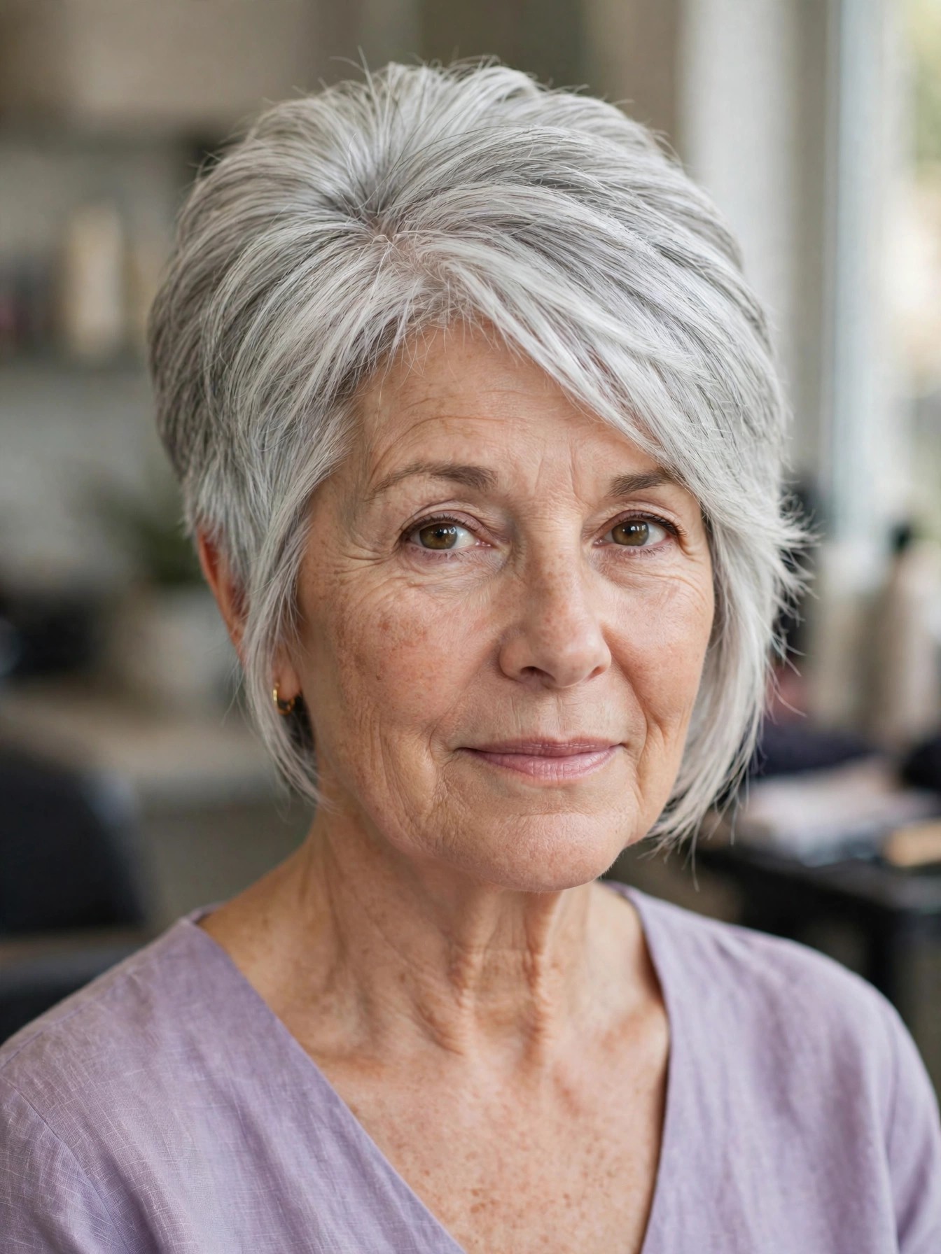 Short Wedge Cut - short hairstyle for a woman over 50 with thick coarse hair