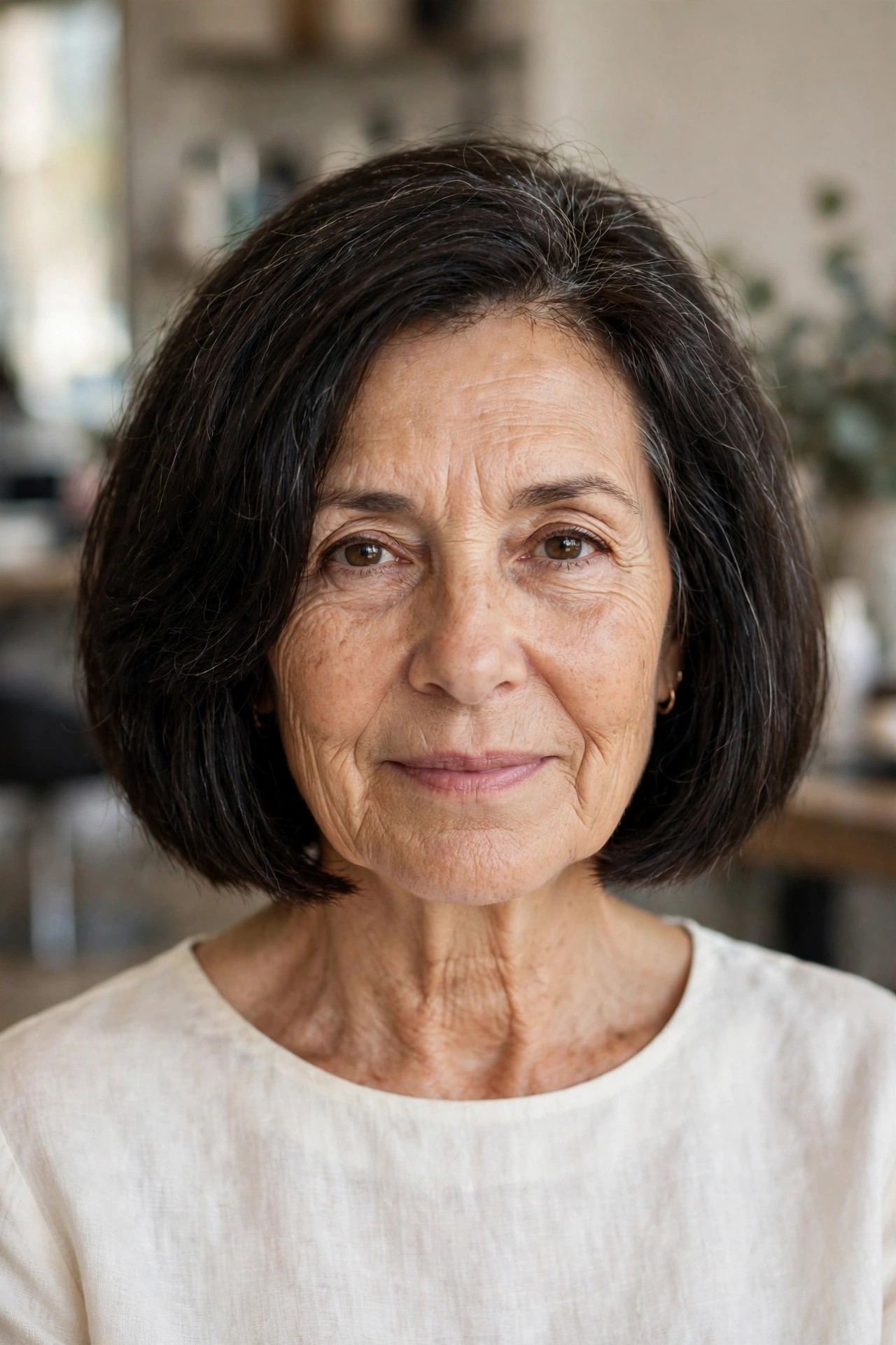 Blunt Bob with Hidden Layers - short hairstyle for a woman over 50 with thick coarse hair