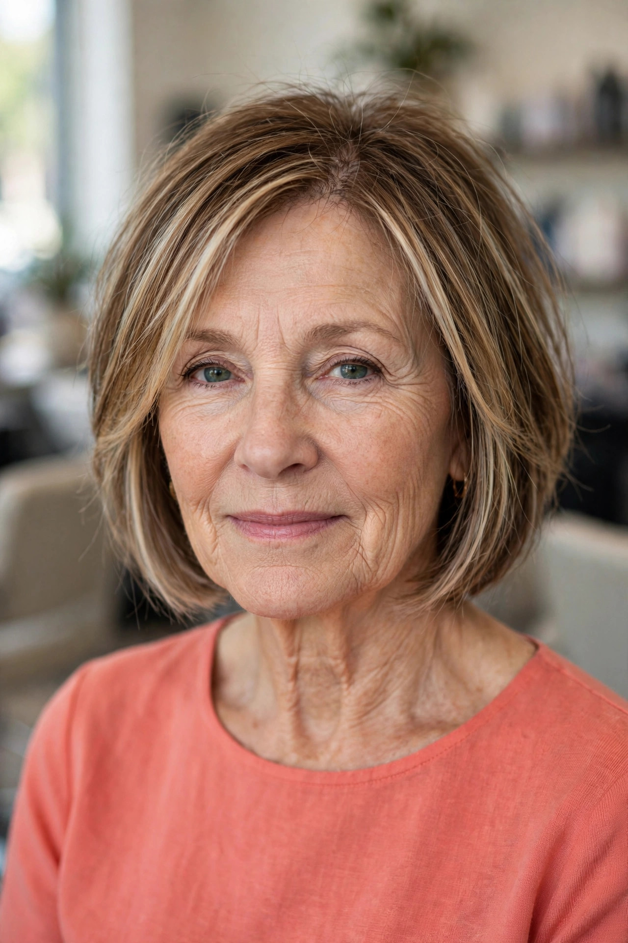 Layered Cut with Face-Framing Highlights - short layered haircut for thinning hair on a woman over 50
