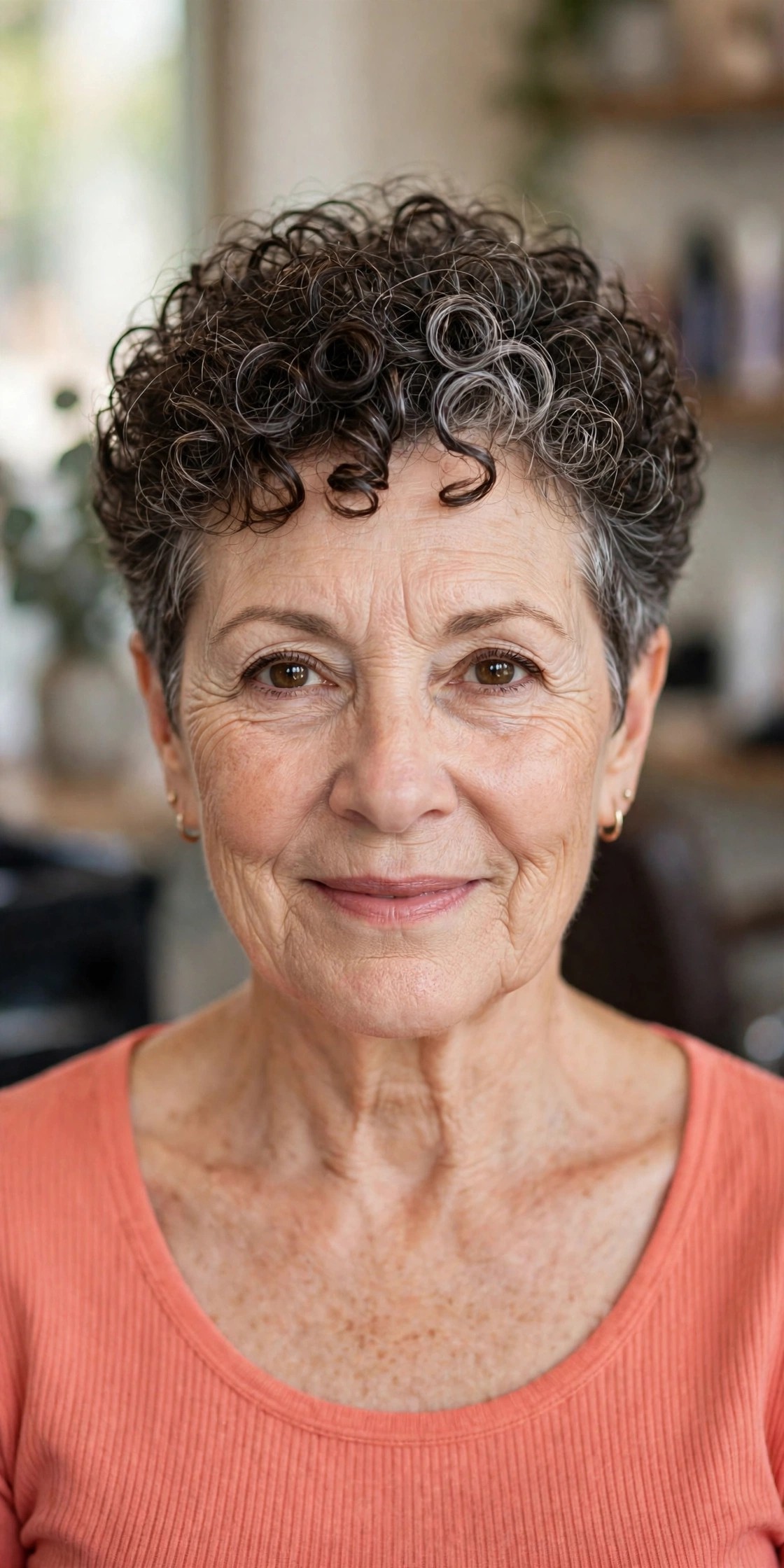 Curly Textured Crop on a woman over 50 - short textured haircut idea 16