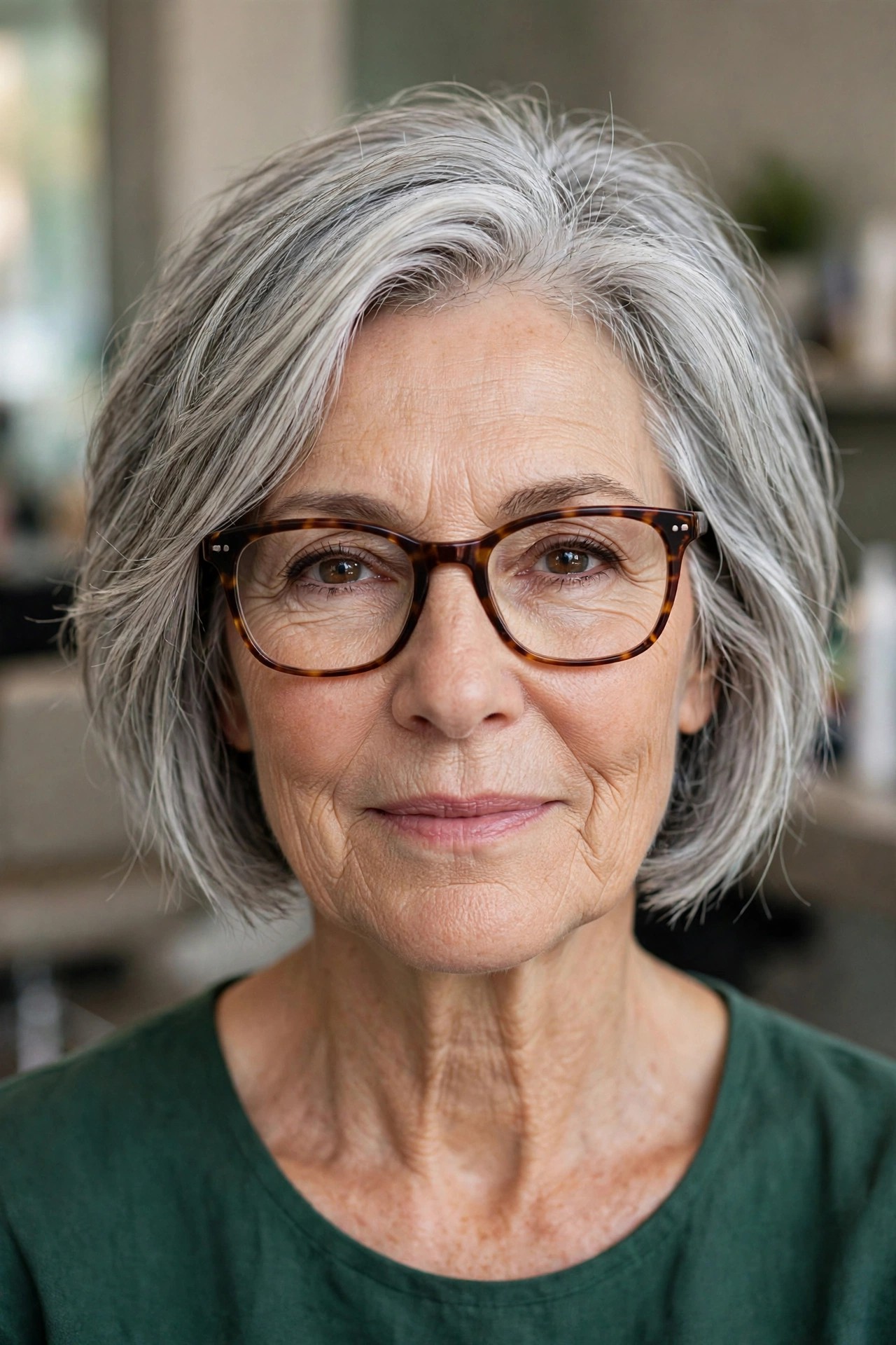 Face-Framing Textured Bob for Glasses on a woman over 50 - short textured haircut idea 19