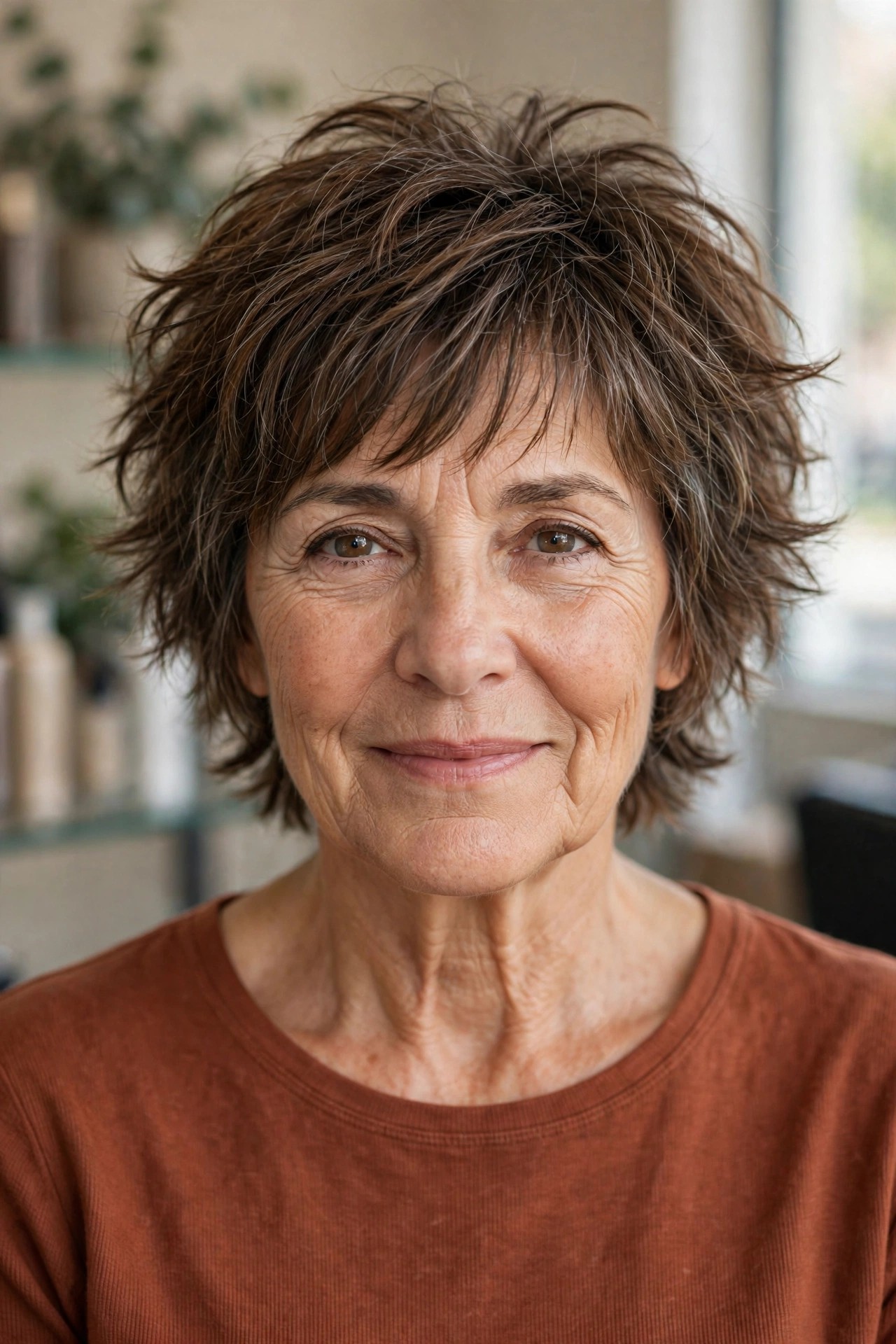 Tousled Shag with Choppy Layers on a woman over 50 - short textured haircut idea 4