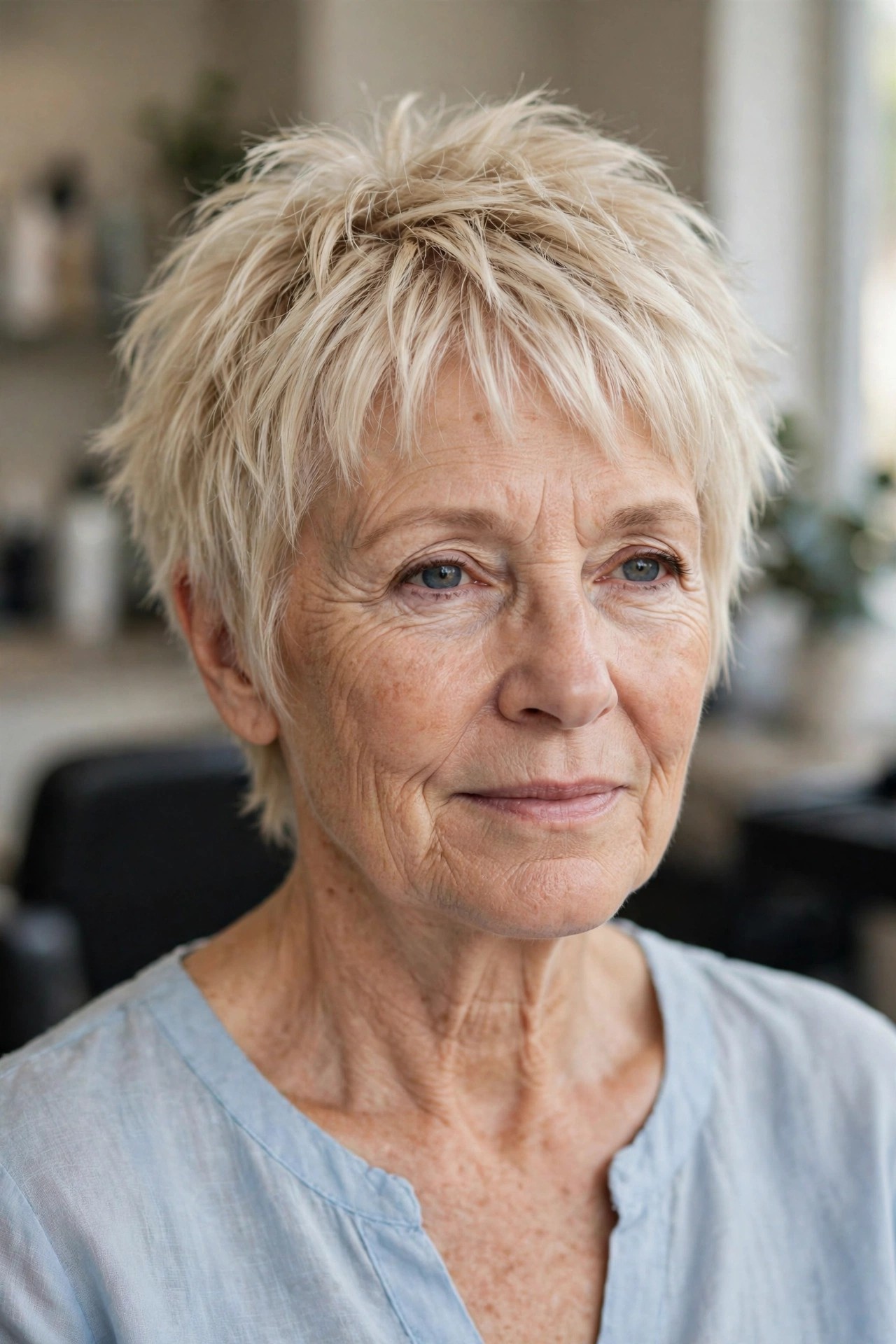 Choppy Layered Crop for Fine Hair on a woman over 50 - short textured haircut idea 5