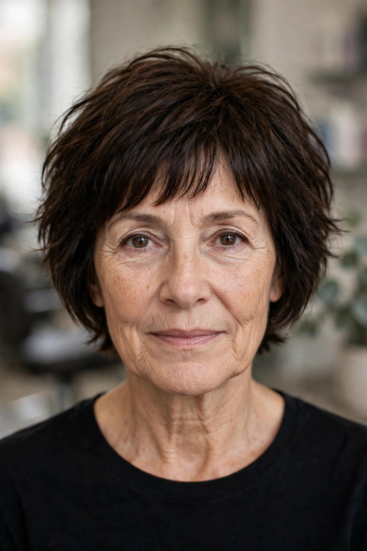 Textured French Bob with a Soft Fringe on a woman over 50 - short textured haircut idea 6