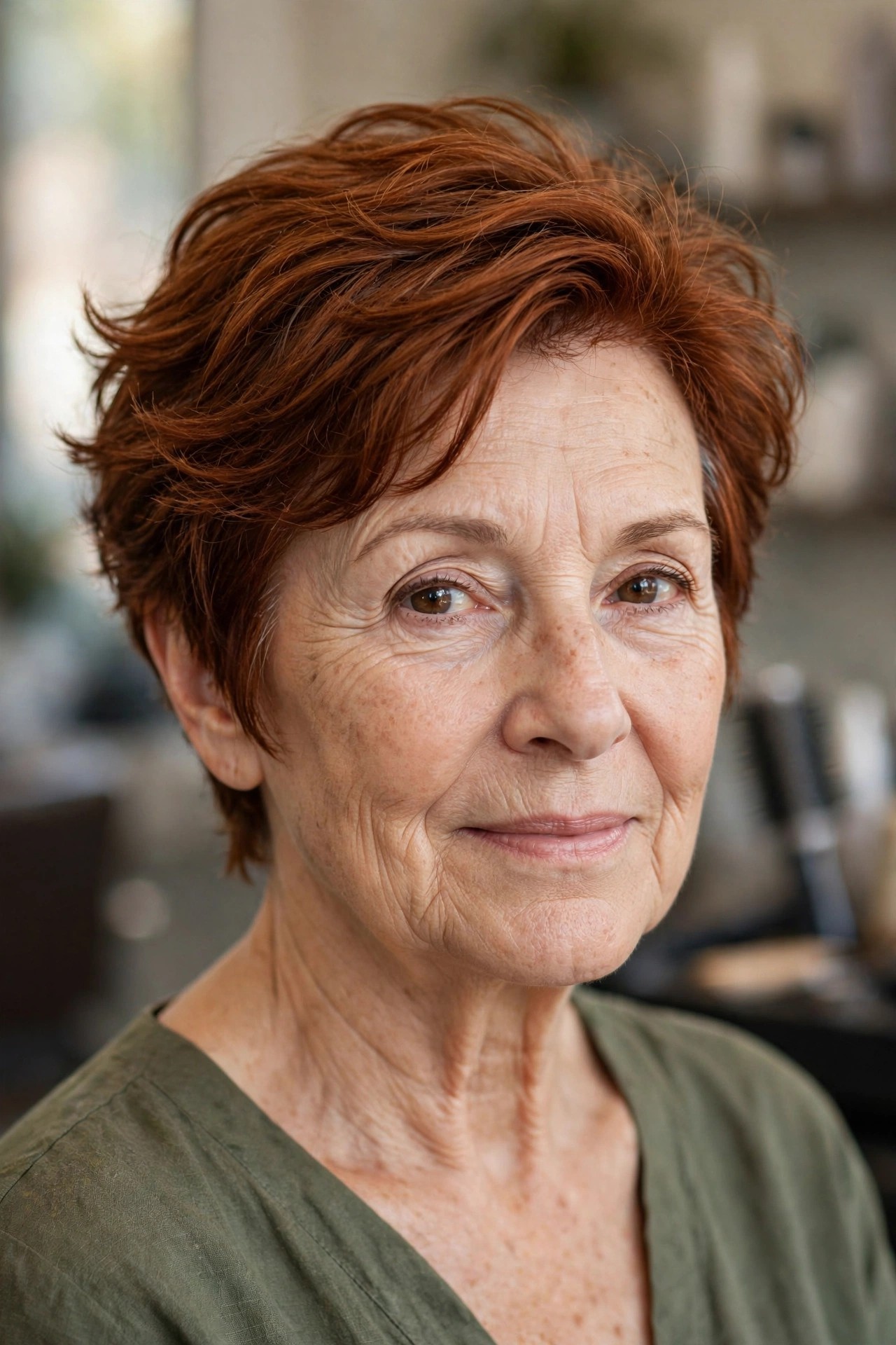 Feathered Textured Crop on a woman over 50 - short textured haircut idea 9