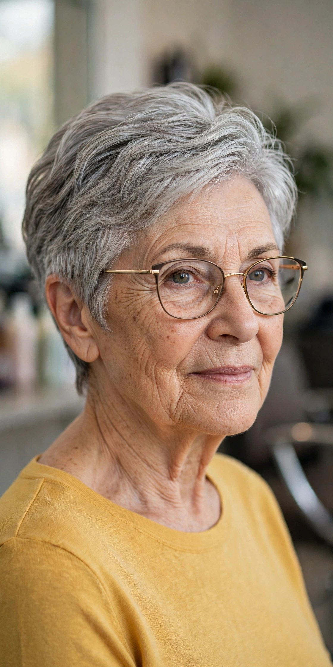 Glasses-Friendly Wedge With a Clean Tapered Nape on a woman over 60, front view