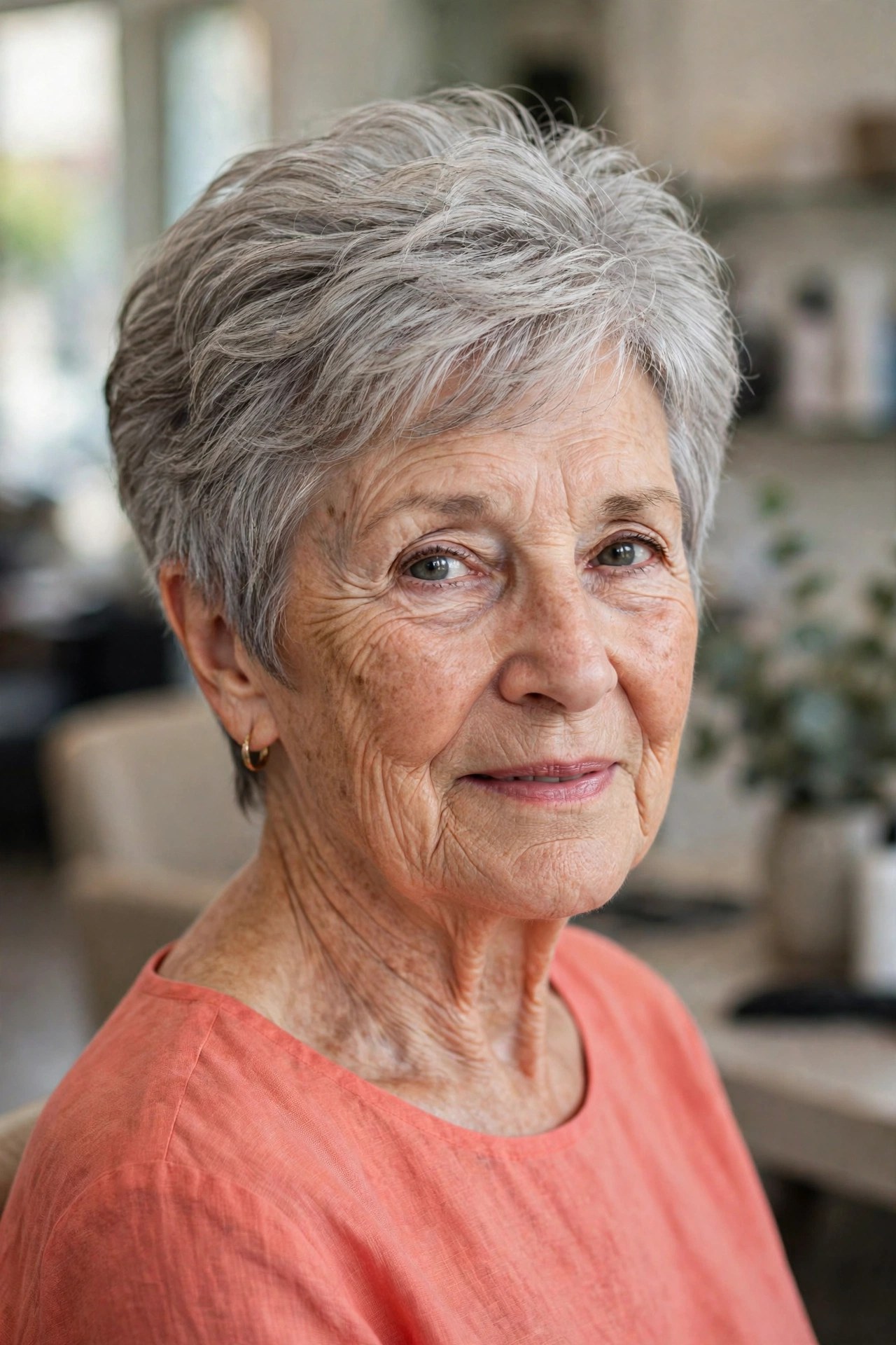 Low-Maintenance Wash-and-Wear Wedge on a woman over 60, front view