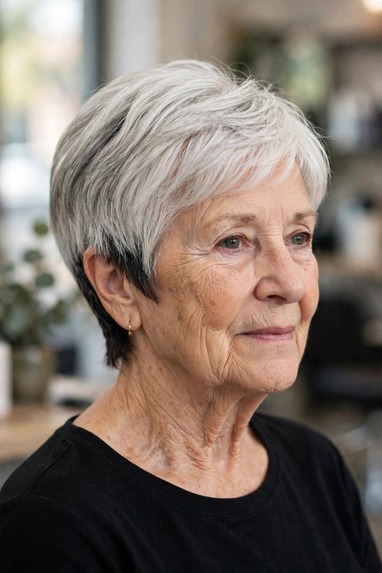 Two-Tone Wedge With a Darker Nape on a woman over 60, front view