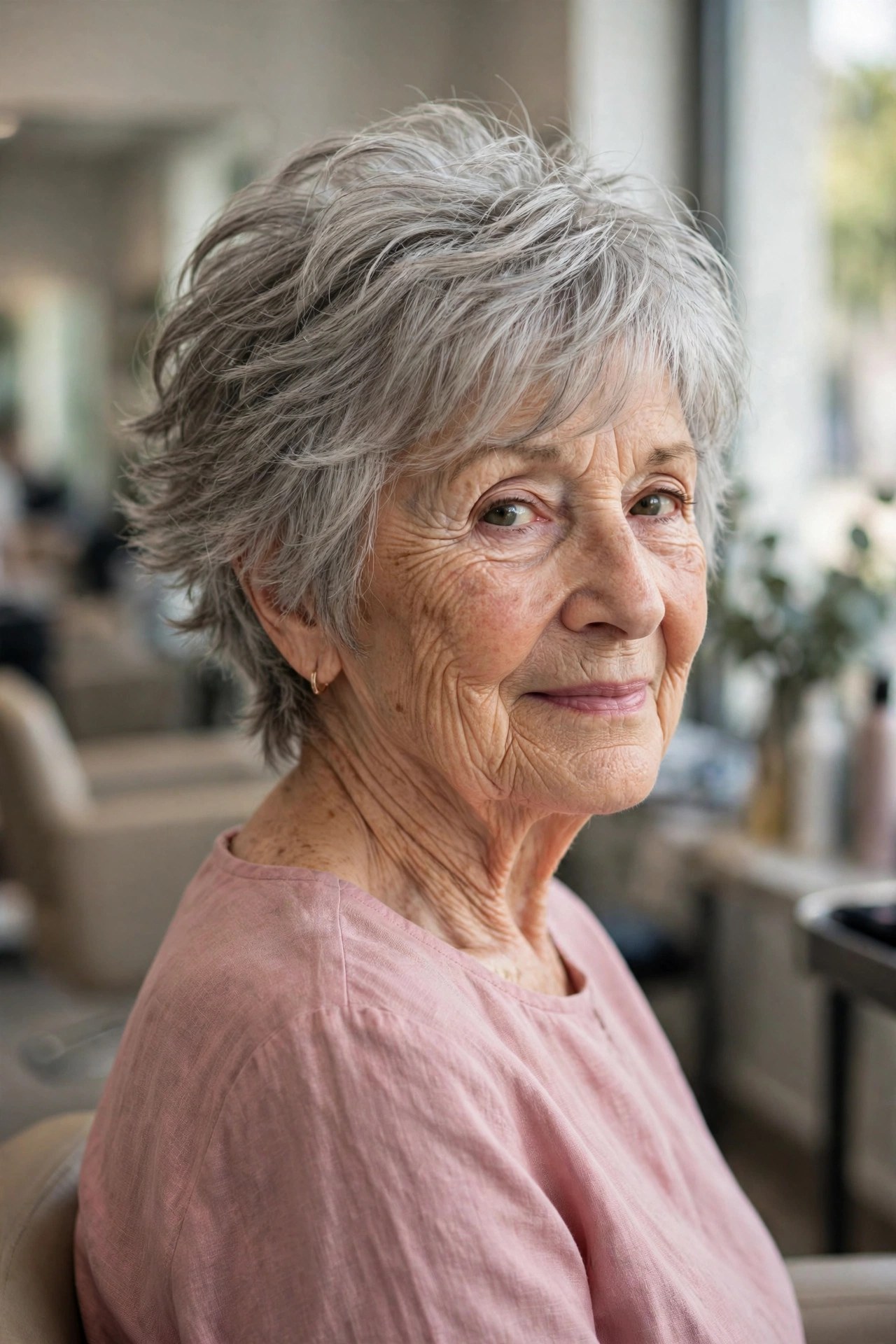 Wispy Wedge With Soft Bangs on a woman over 60, front view