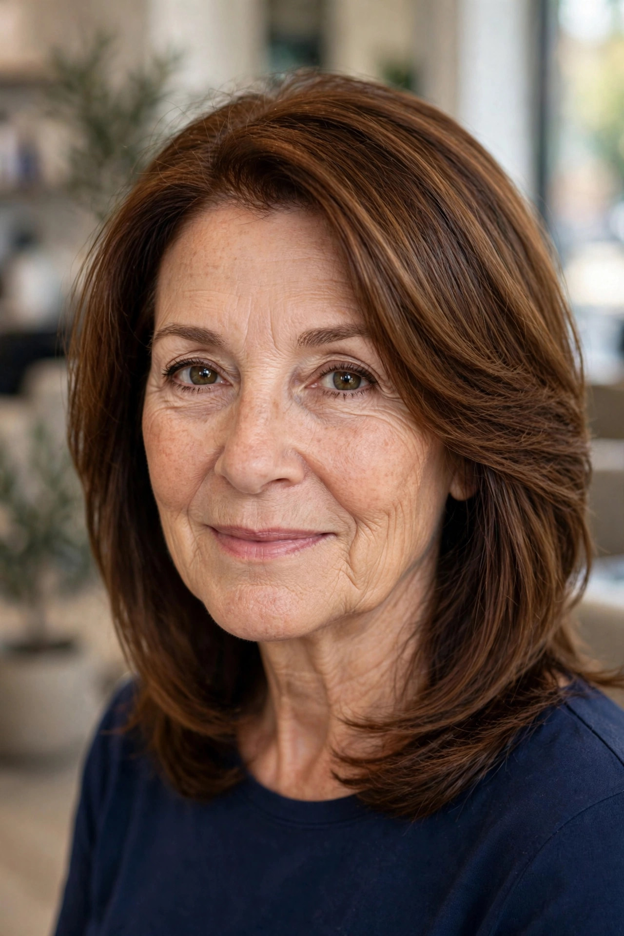 Classic Shoulder-Length Layers with a Side Part - shoulder length layered haircut on a woman over 50