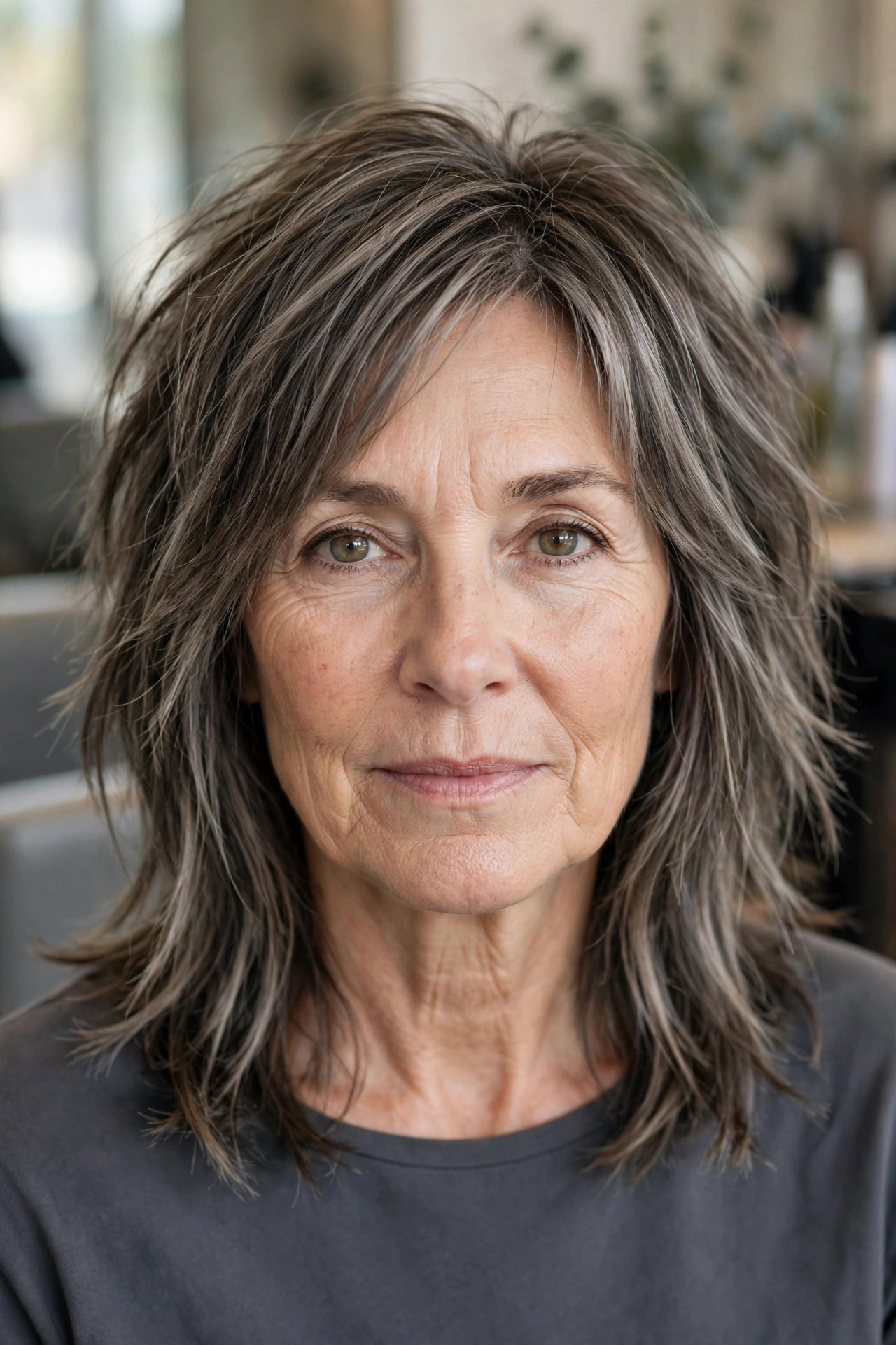 Choppy Shoulder-Length Layers - shoulder length layered haircut on a woman over 50