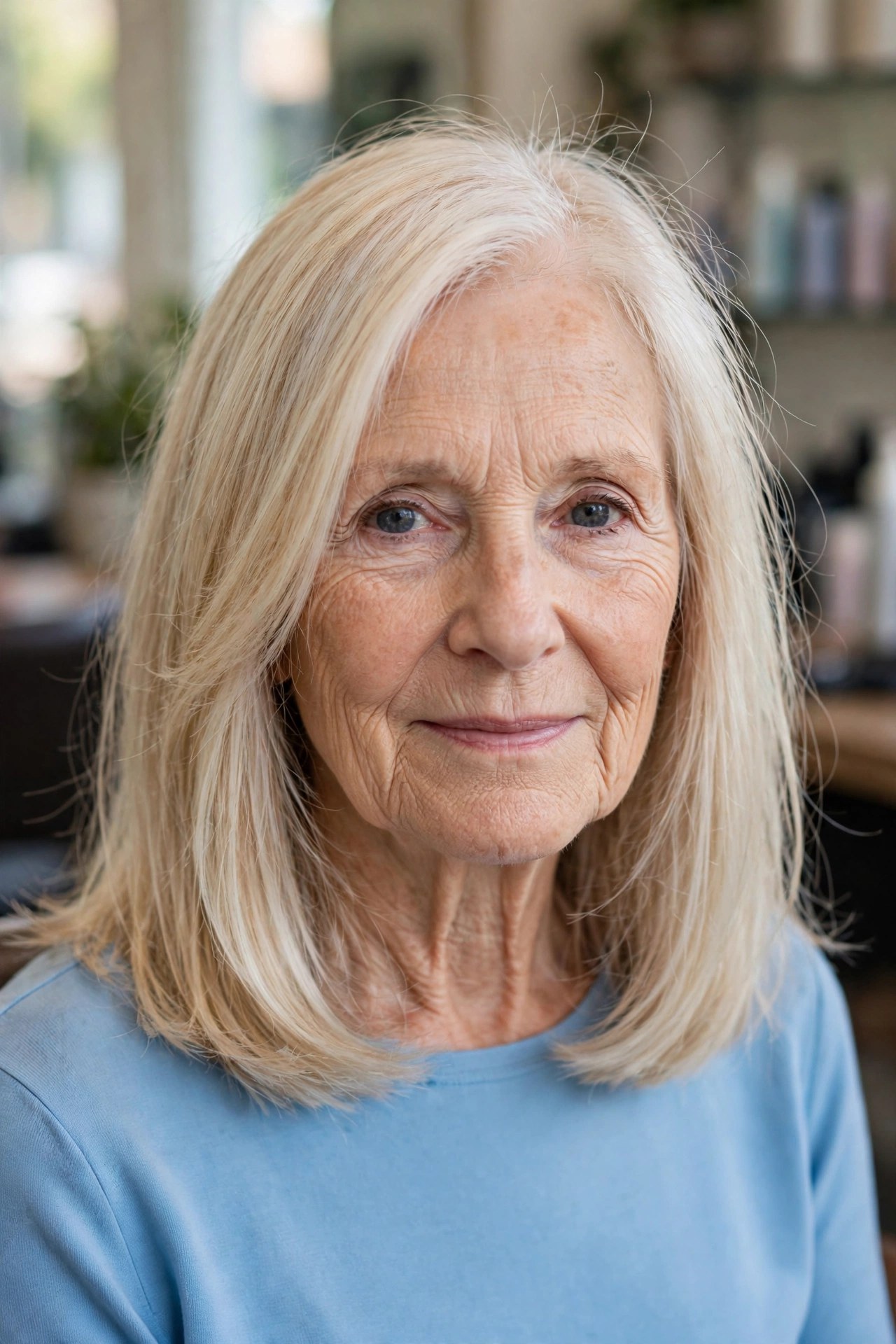 Airy Long Layers for Fine, Delicate Hair - shoulder length layered haircut on a woman over 60
