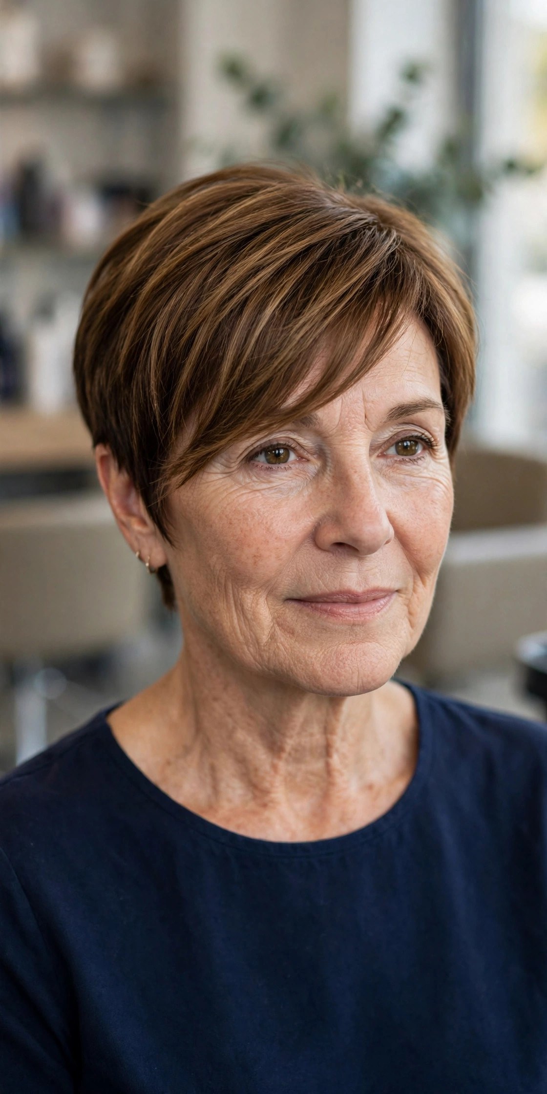 Classic Side-Swept Pixie - side-swept bangs for a woman over 50