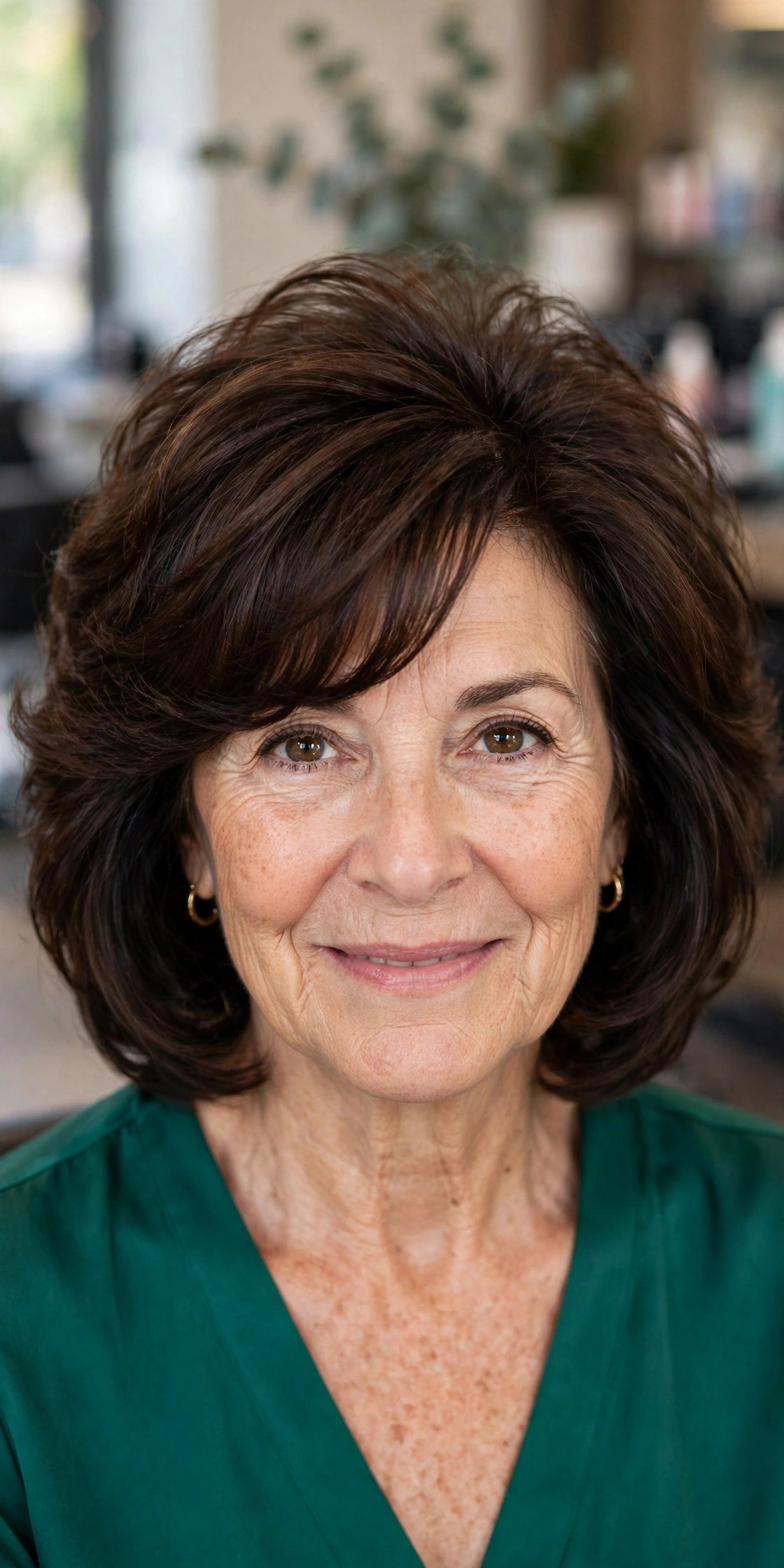 Voluminous Blowout Bob with Side-Swept Bangs - side-swept bangs for a woman over 50