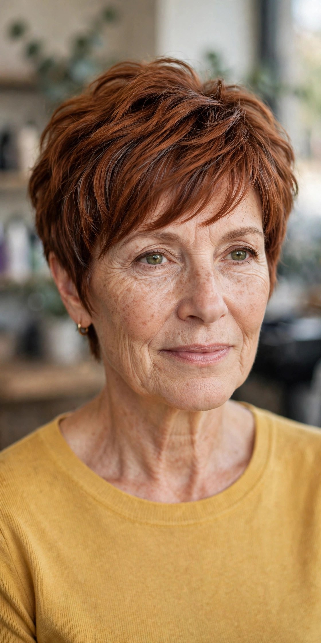 Textured Pixie-Bob with Side-Swept Bangs - side-swept bangs for a woman over 50