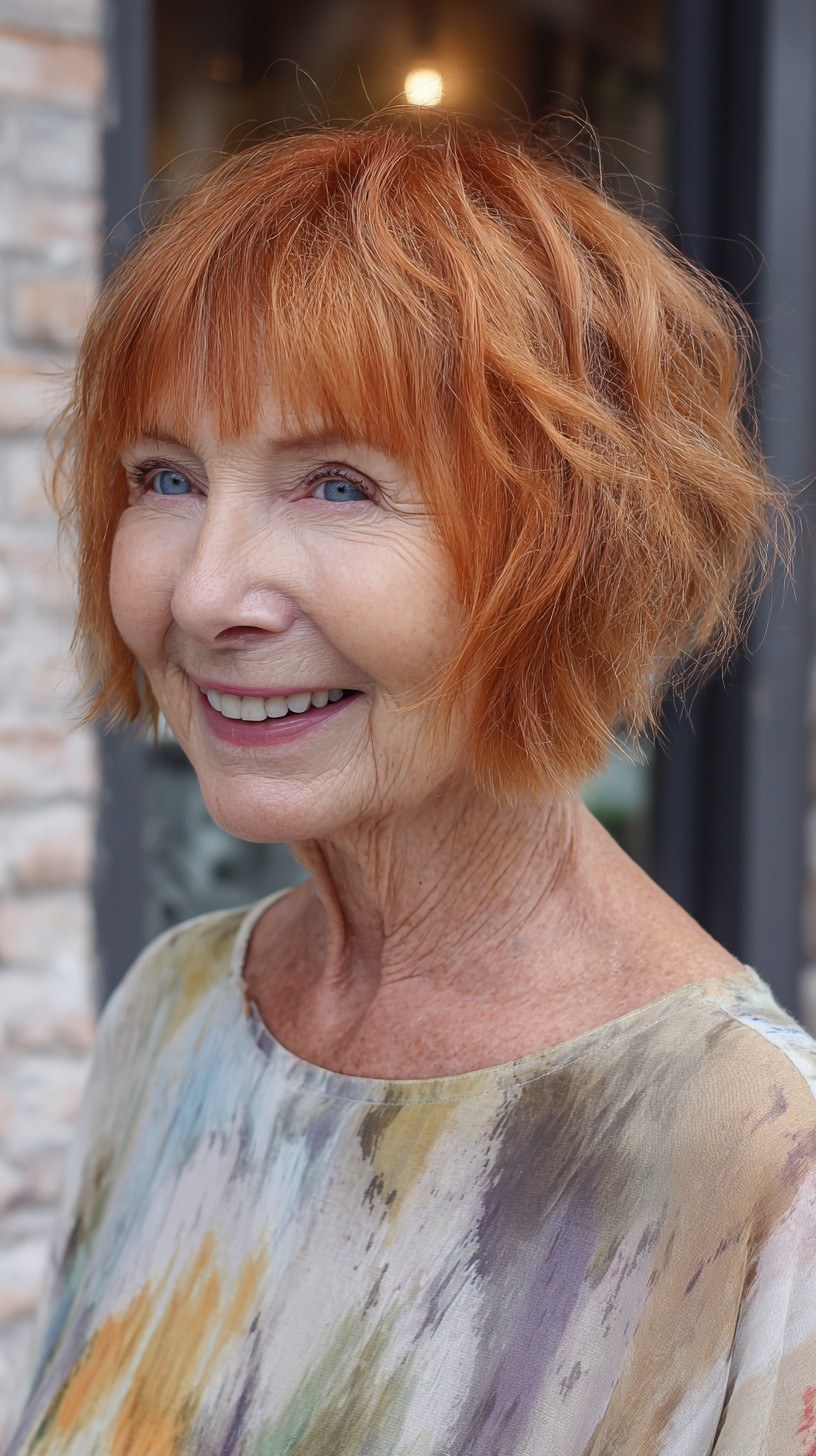 Soft Rounded Bob with a Side Part — soft rounded bob hairstyle on a woman over 70 with gray hair