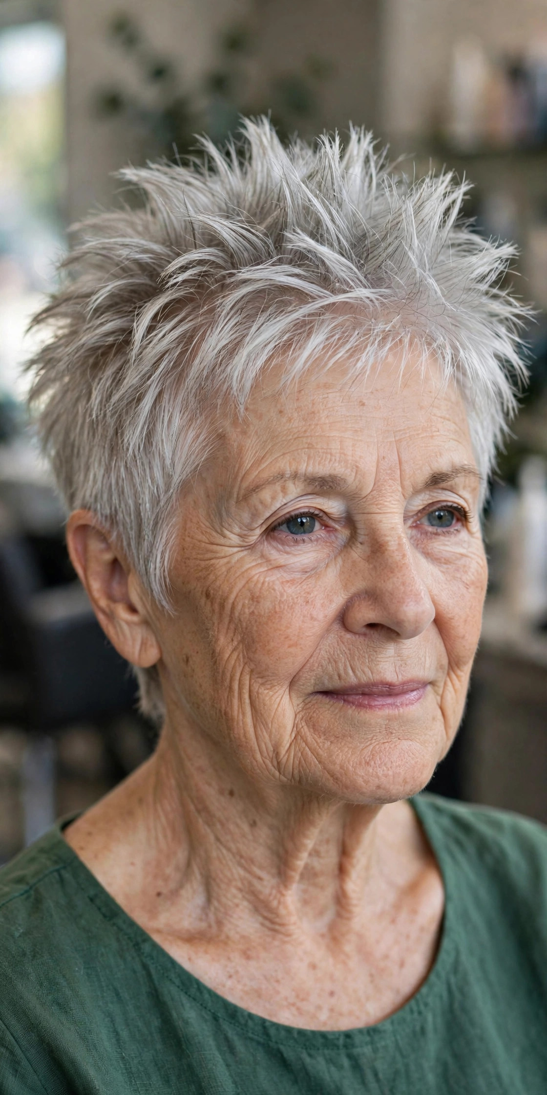 Short Spiky Layers With Crown Lift - spiky short hairstyle for a woman over 60