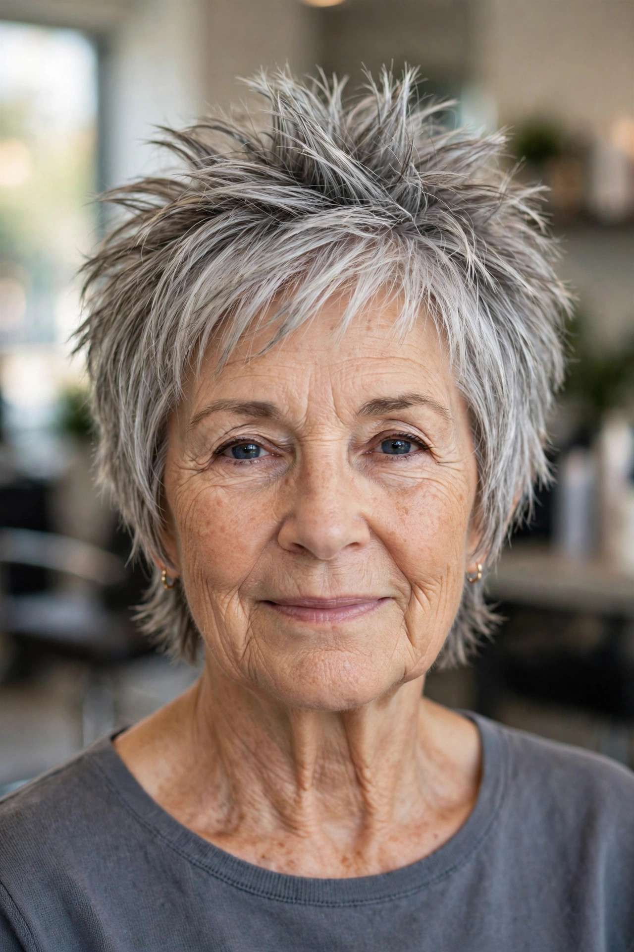 Spiky Textured Pixie Bob - spiky short hairstyle for a woman over 60