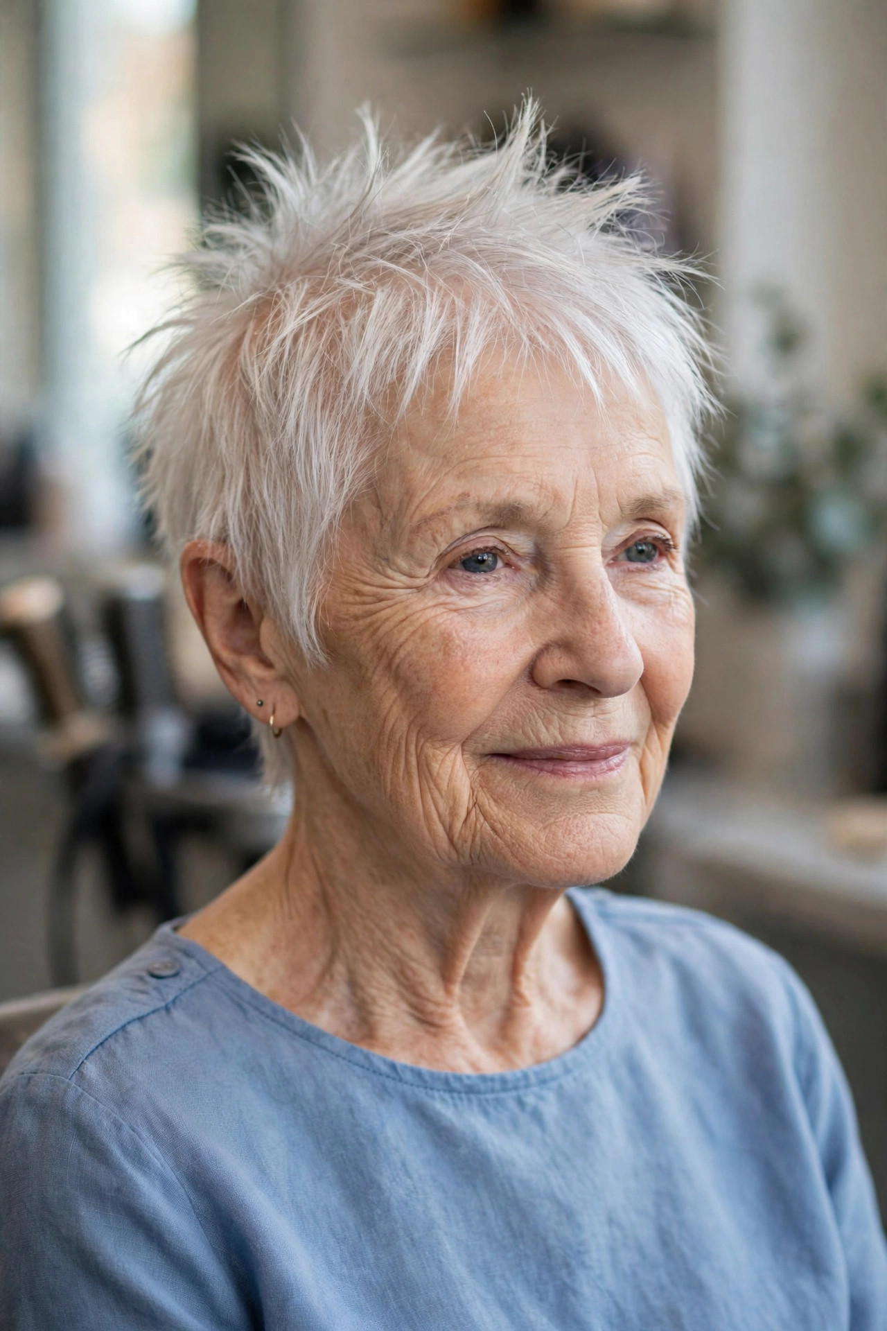 Wispy Spiky Pixie for Very Fine Hair - spiky short hairstyle for a woman over 60