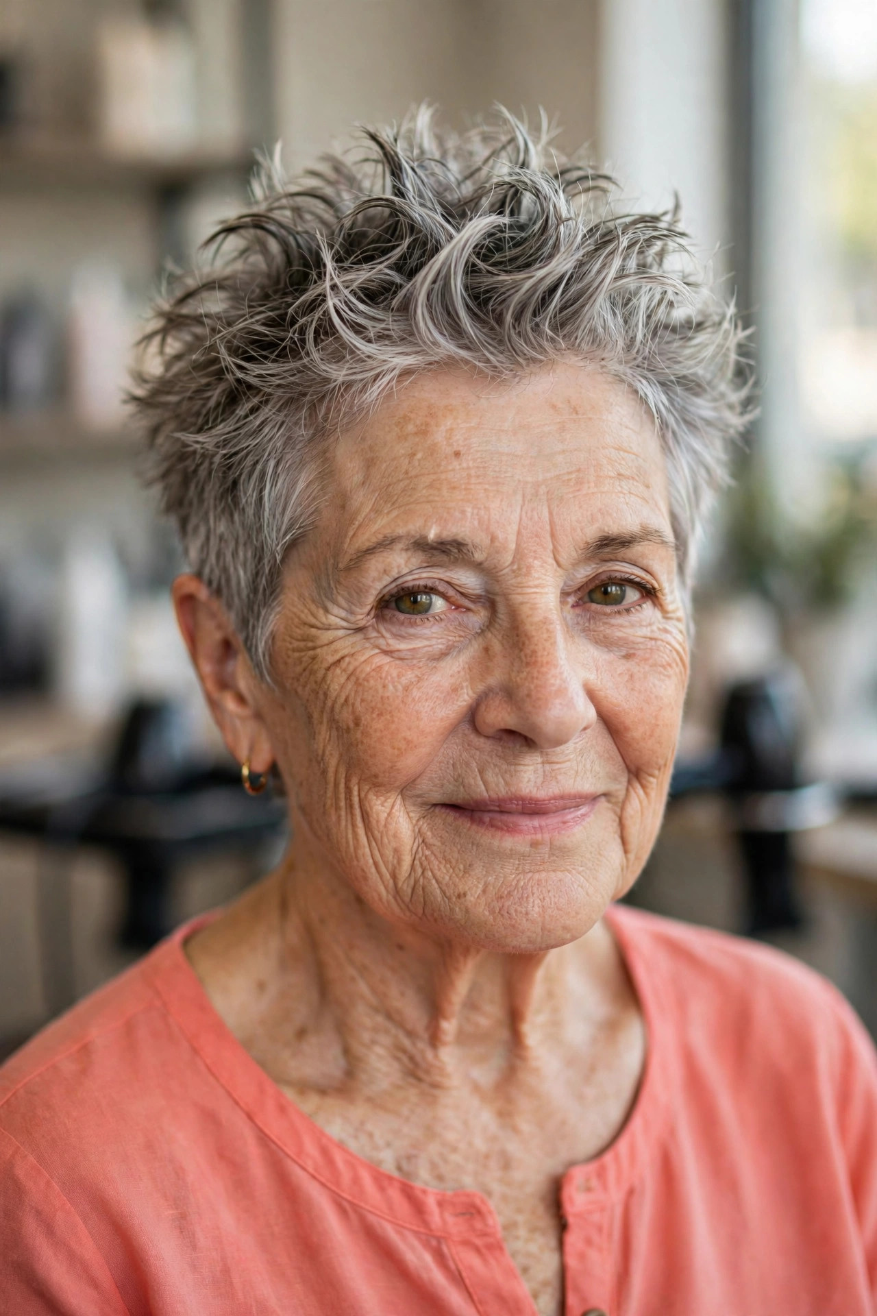 Wavy-Top Spiky Crop - spiky short hairstyle for a woman over 60