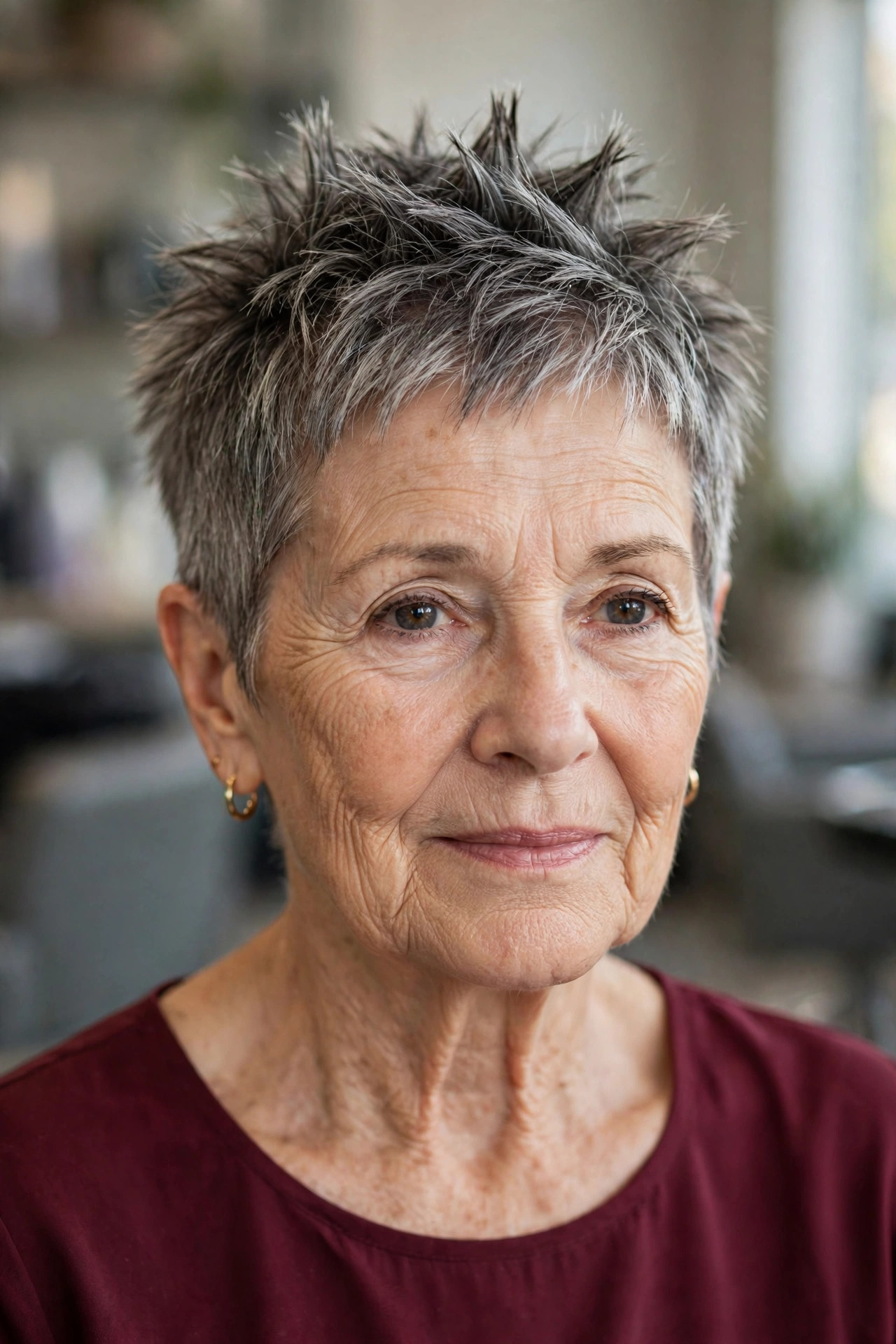 Choppy Spiked Crop With Tapered Sides - spiky short hairstyle for a woman over 60