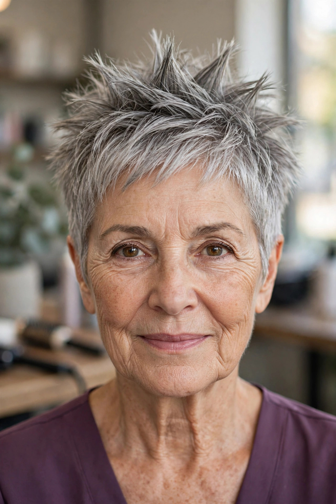 Spiky Pixie With a Longer Textured Top - spiky short hairstyle for a woman over 60