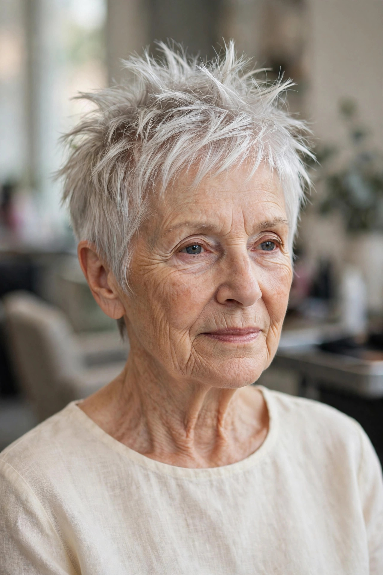 Feathered Spiky Pixie for Fine Hair - spiky short hairstyle for a woman over 60
