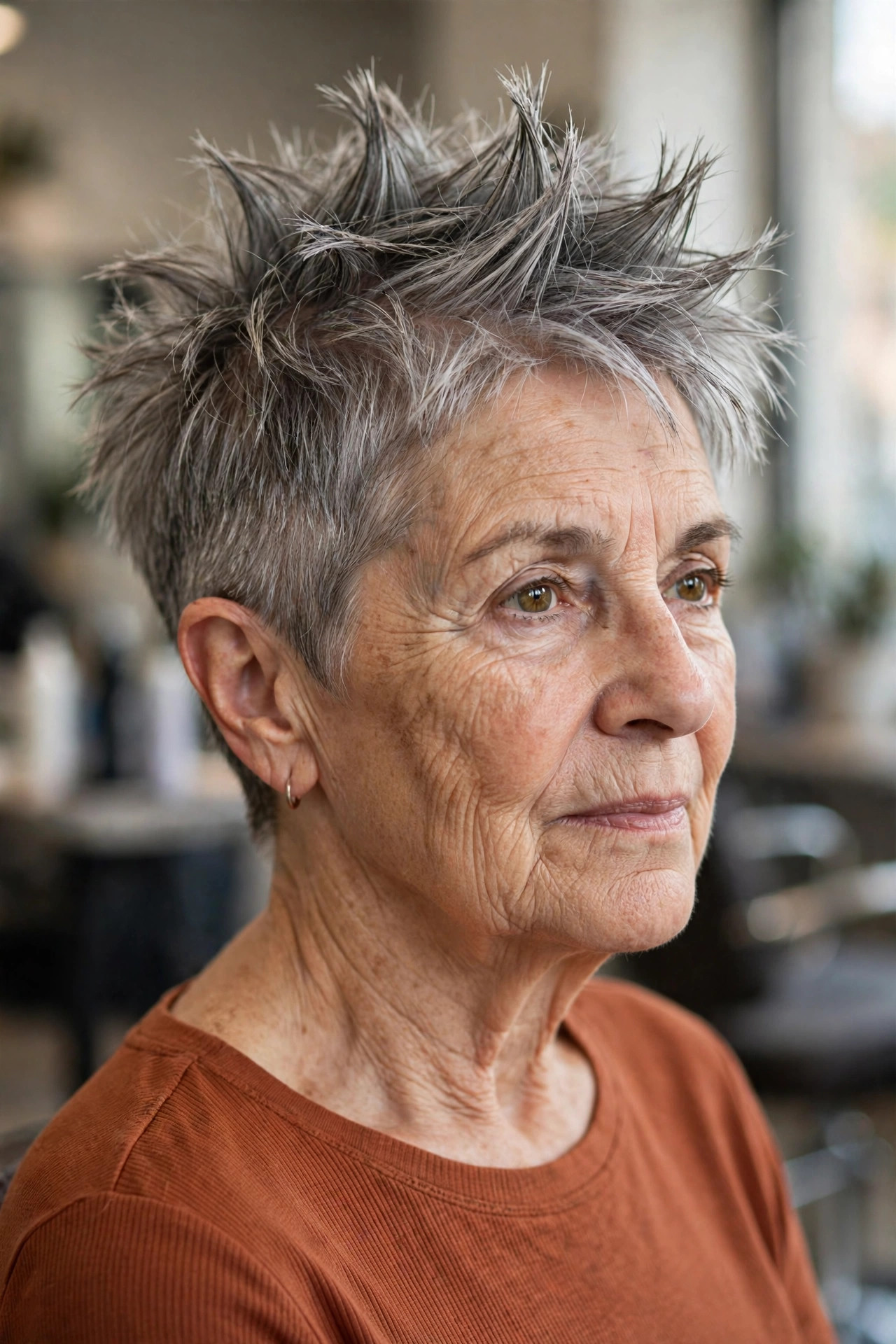 Spiky Crop With a Soft Undercut Nape - spiky short hairstyle for a woman over 60