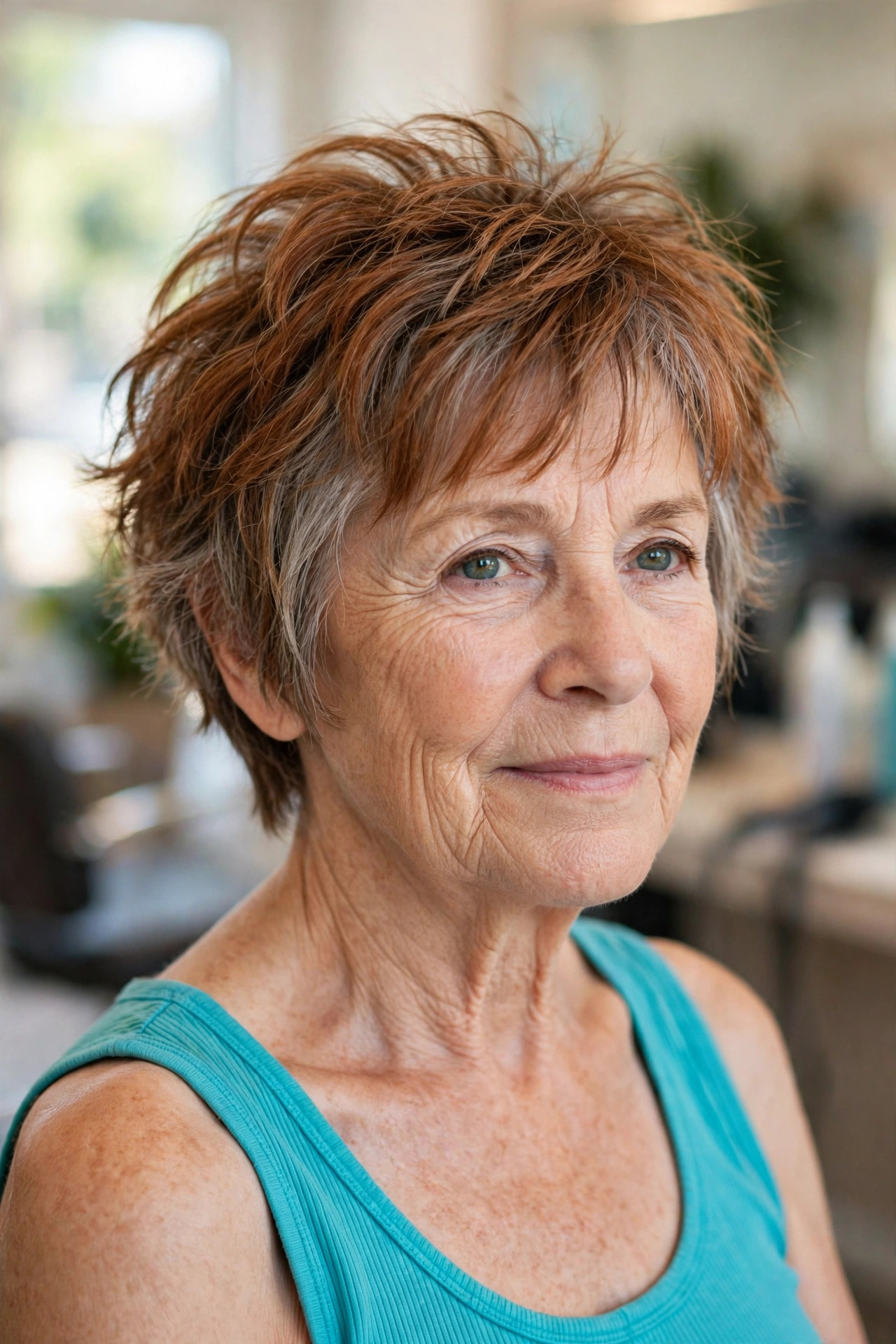Short Shaggy Layers with an Open Neckline - summer haircut for women over 60