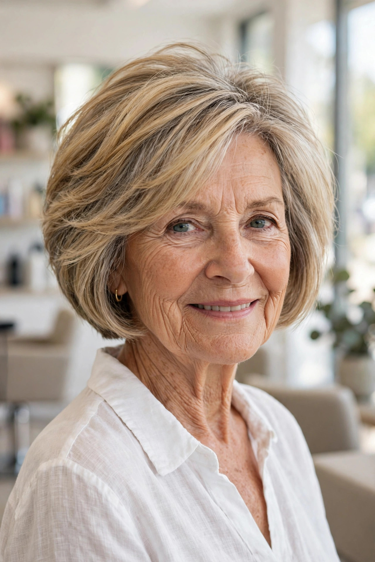 Chin-Length Airy Bob with a Stacked Back - summer haircut for women over 60