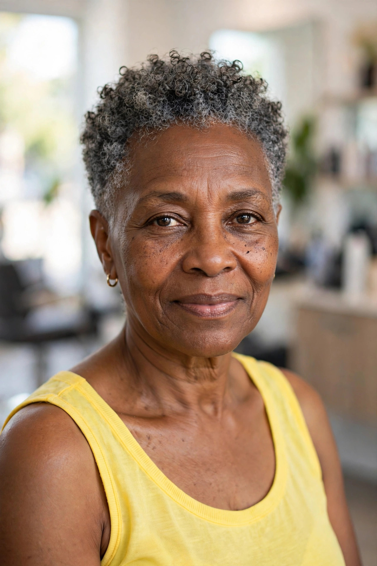 Curly Tapered Crop for Humid Days - summer haircut for women over 60