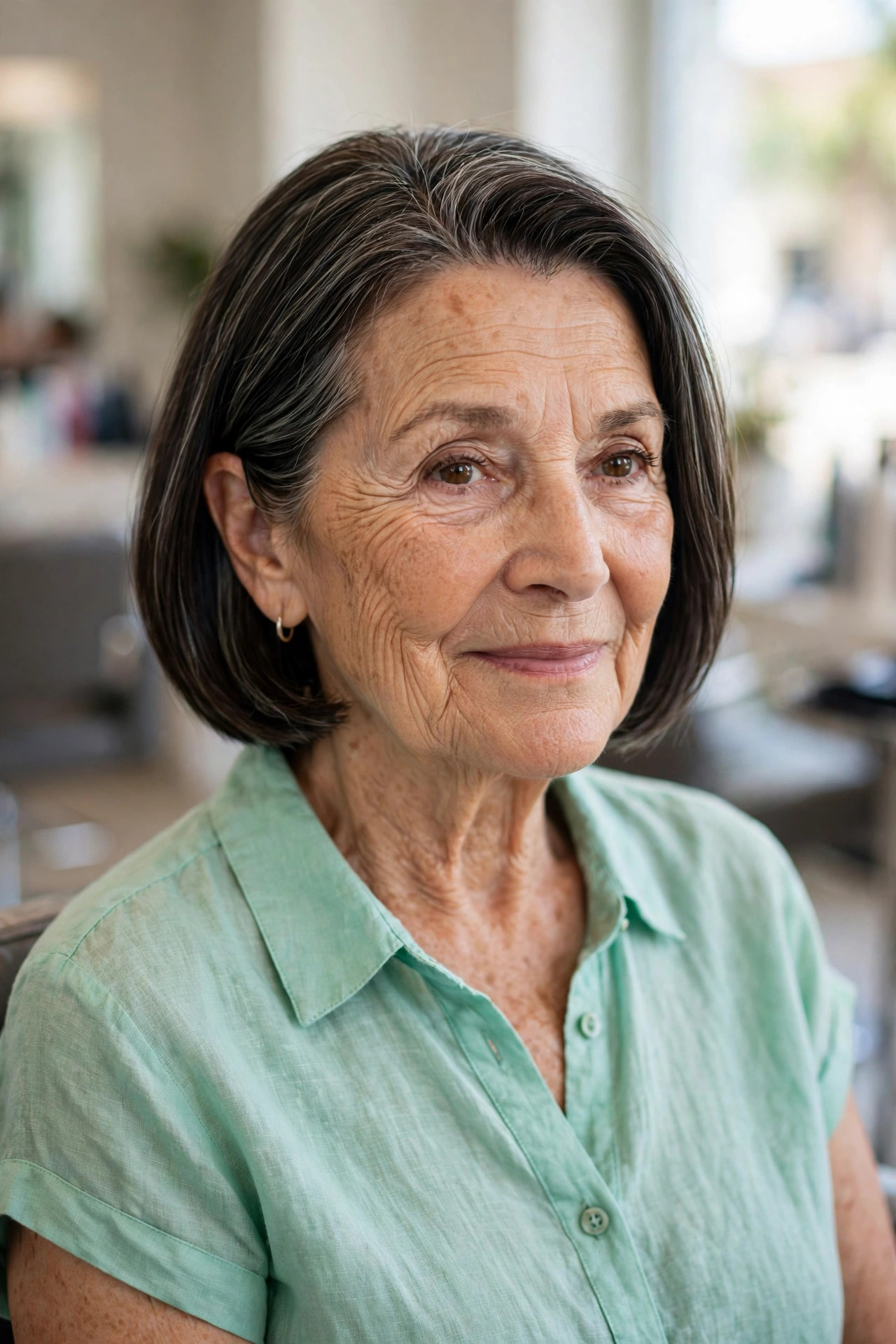 Sleek Ear-Length Bob with Tucked Sides - summer haircut for women over 60