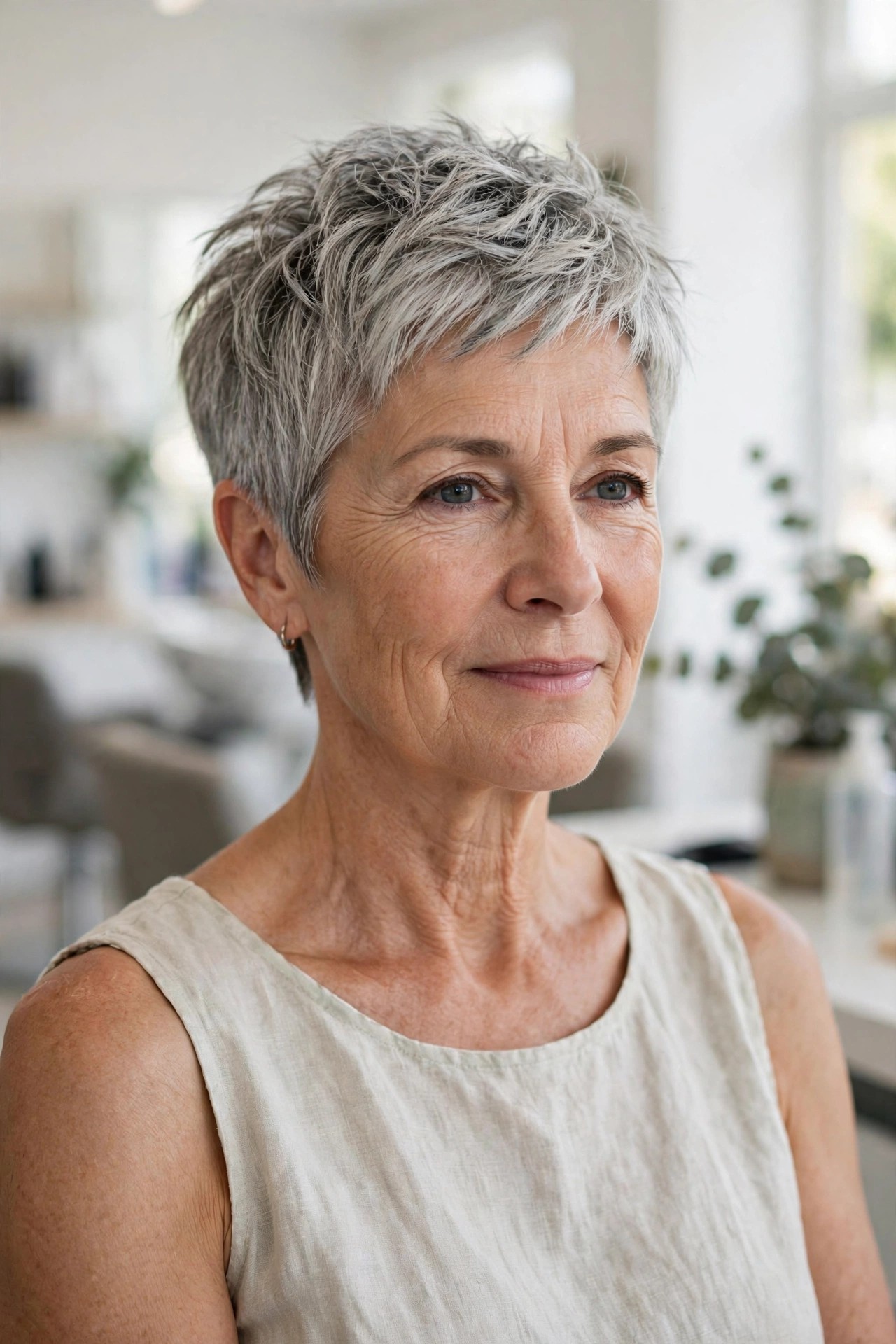 Textured Pixie Crop — summer hairstyle on a woman over 50